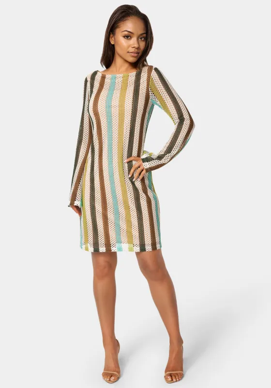 Striple Long Sleeve Slim Dress made by Jump