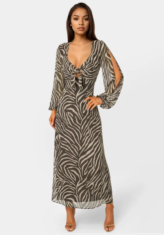 Printed Chiffon Tie Front Maxi Dress made by Jump