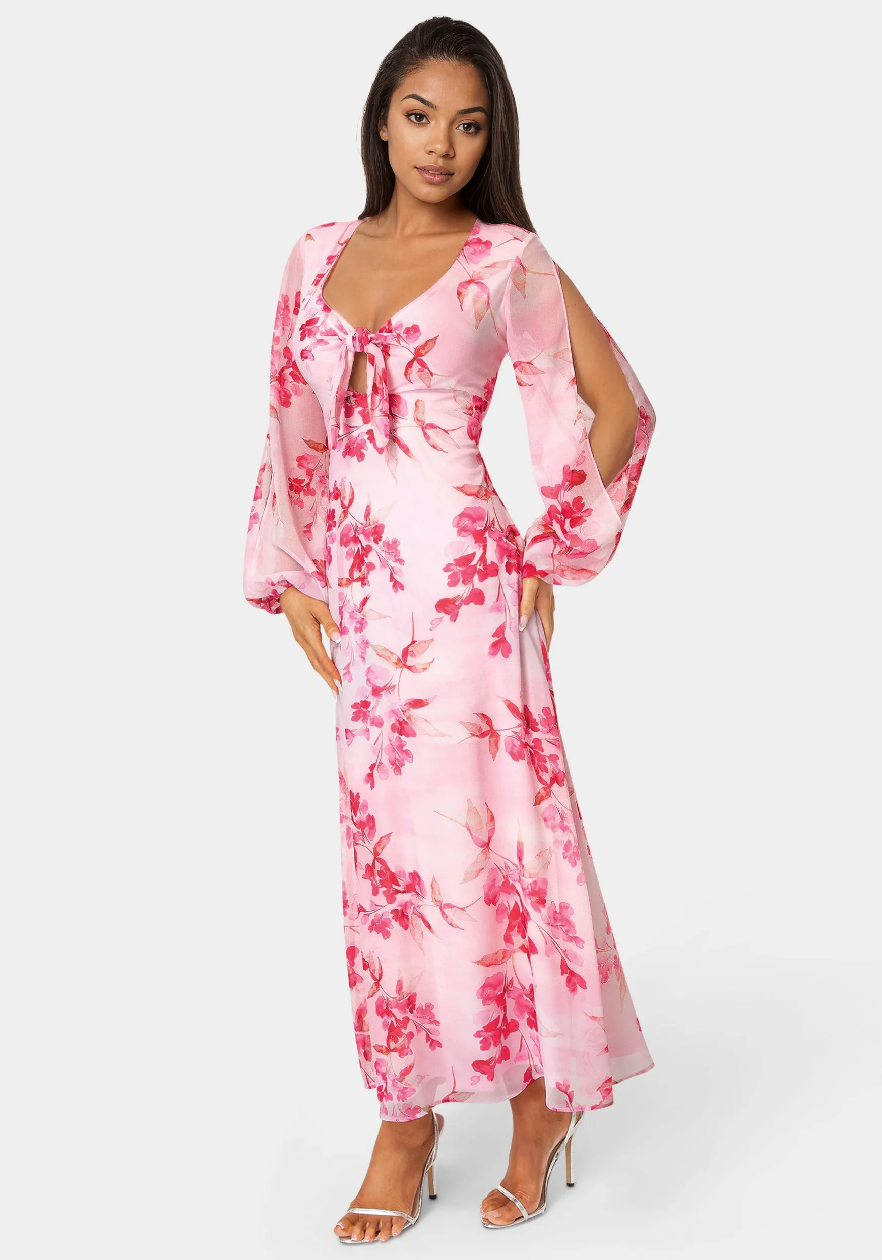 Printed Chiffon Tie Front Maxi Dress sold by Bebe product image thumbnail 2