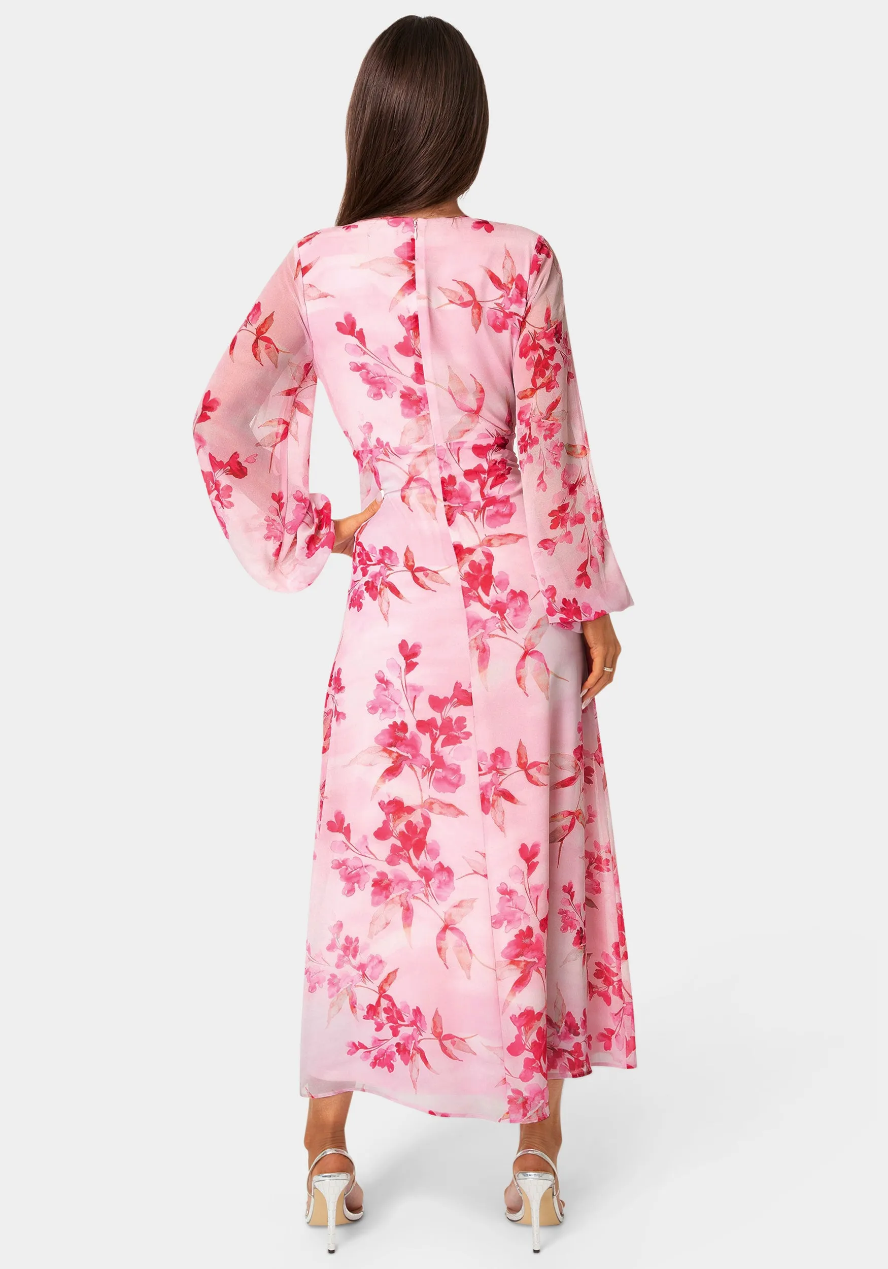 Printed Chiffon Tie Front Maxi Dress sold by Bebe product image thumbnail 3