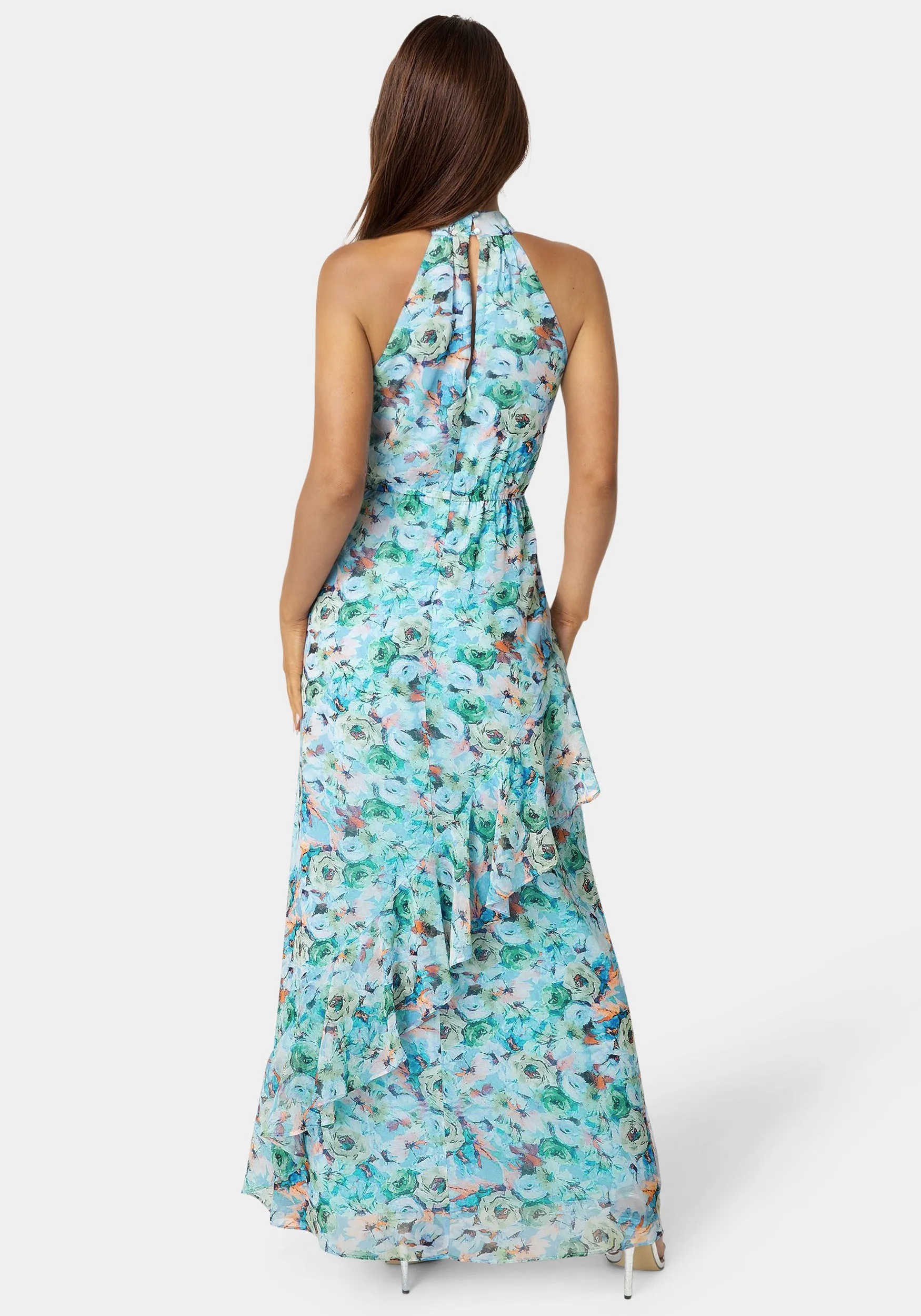 Printed Chiffon Halter Ruffle Dress sold by Bebe product image thumbnail 3