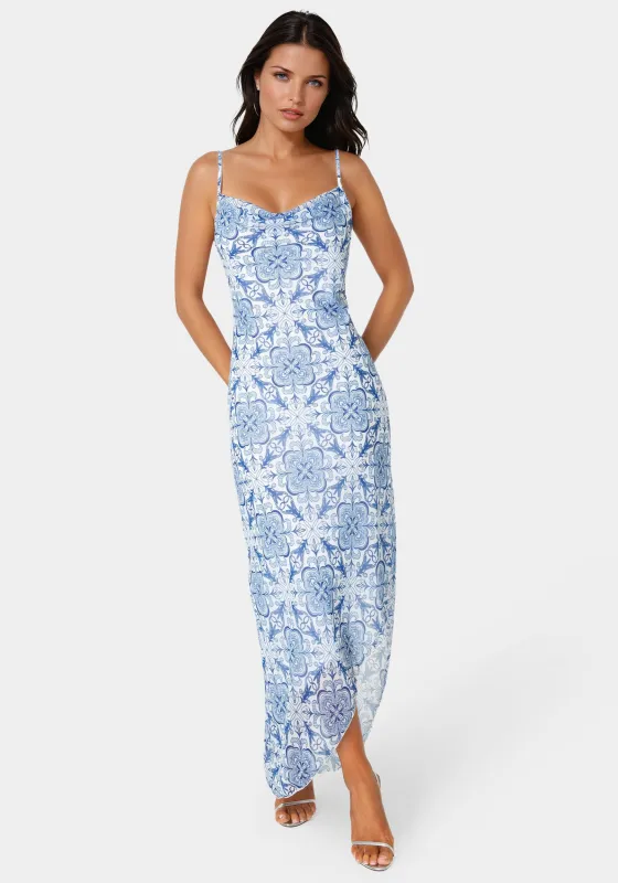 Printed Chiffon Cowl Assy Maxi Dress sold by Bebe