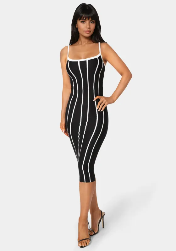 Striple Knit Bodycon Midi Dress made by Jump