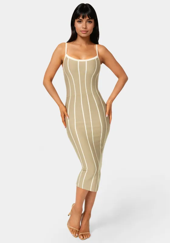 Striple Knit Bodycon Midi Dress made by Jump