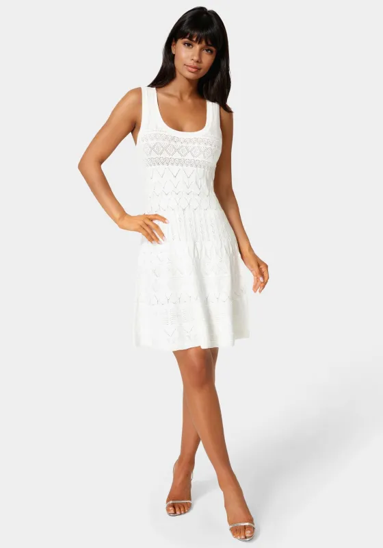 Sleeveless Fit and Flare Pointelle Mini Dress made by Jump