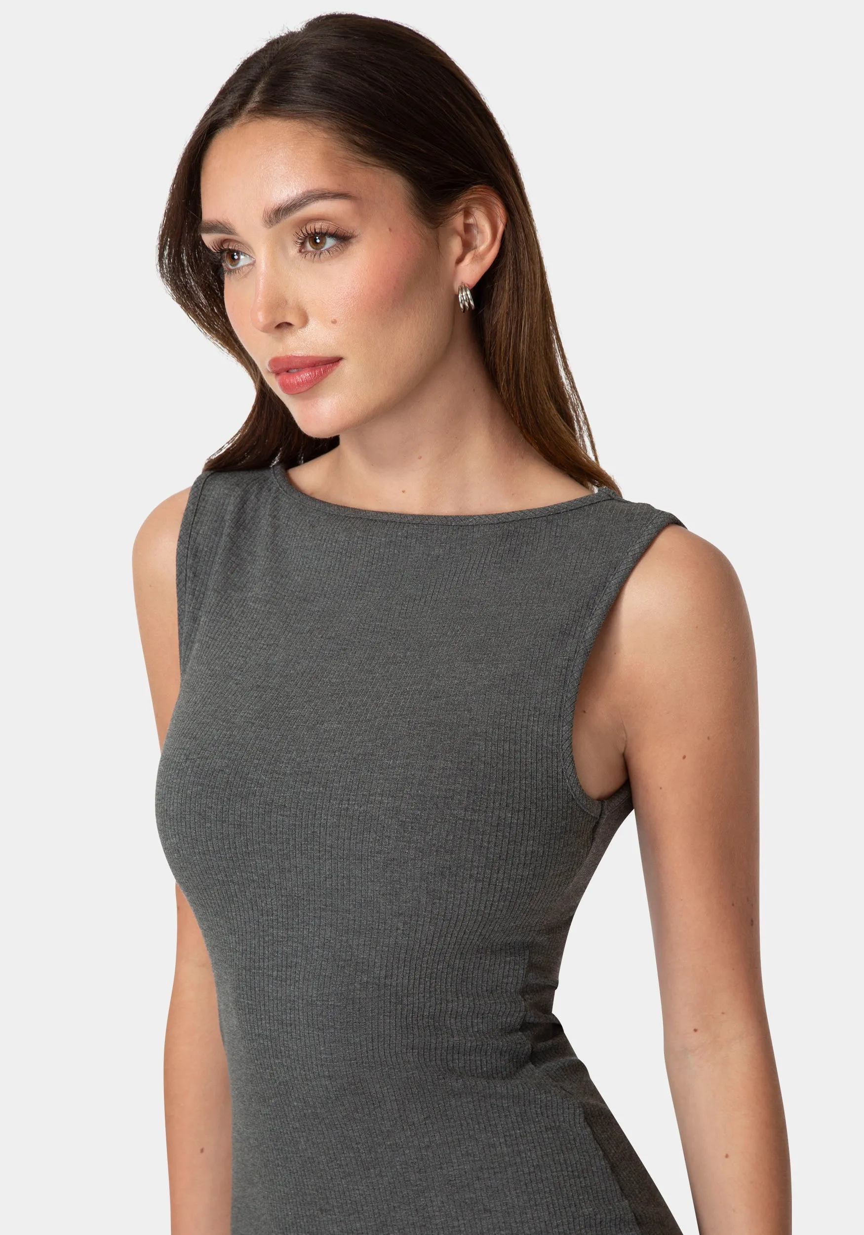 Ribbed Boatneck Mini Dress sold by Bebe product image thumbnail 4