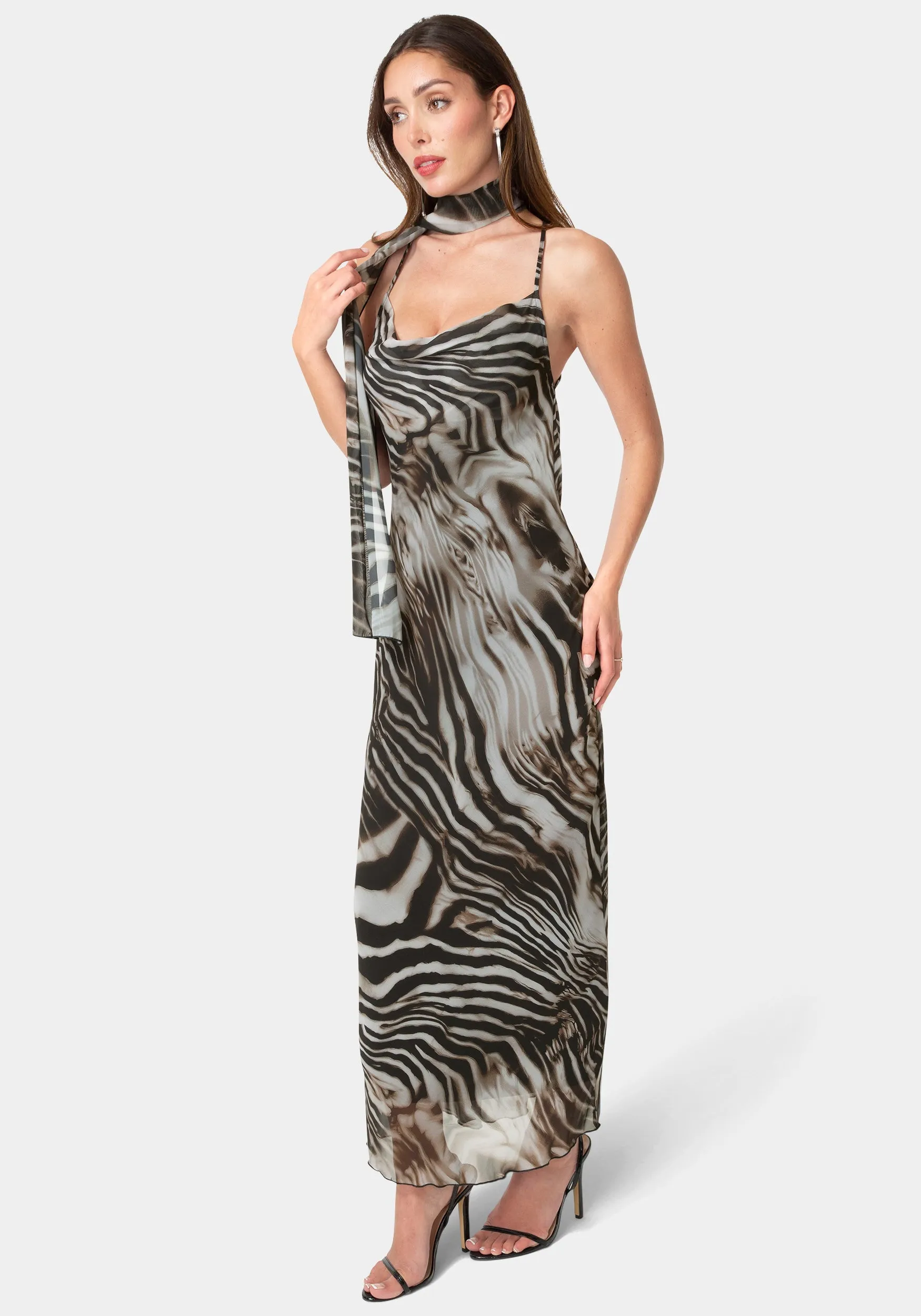 Printed Chiffon Cowl Maxi Dress sold by Bebe product image thumbnail 2