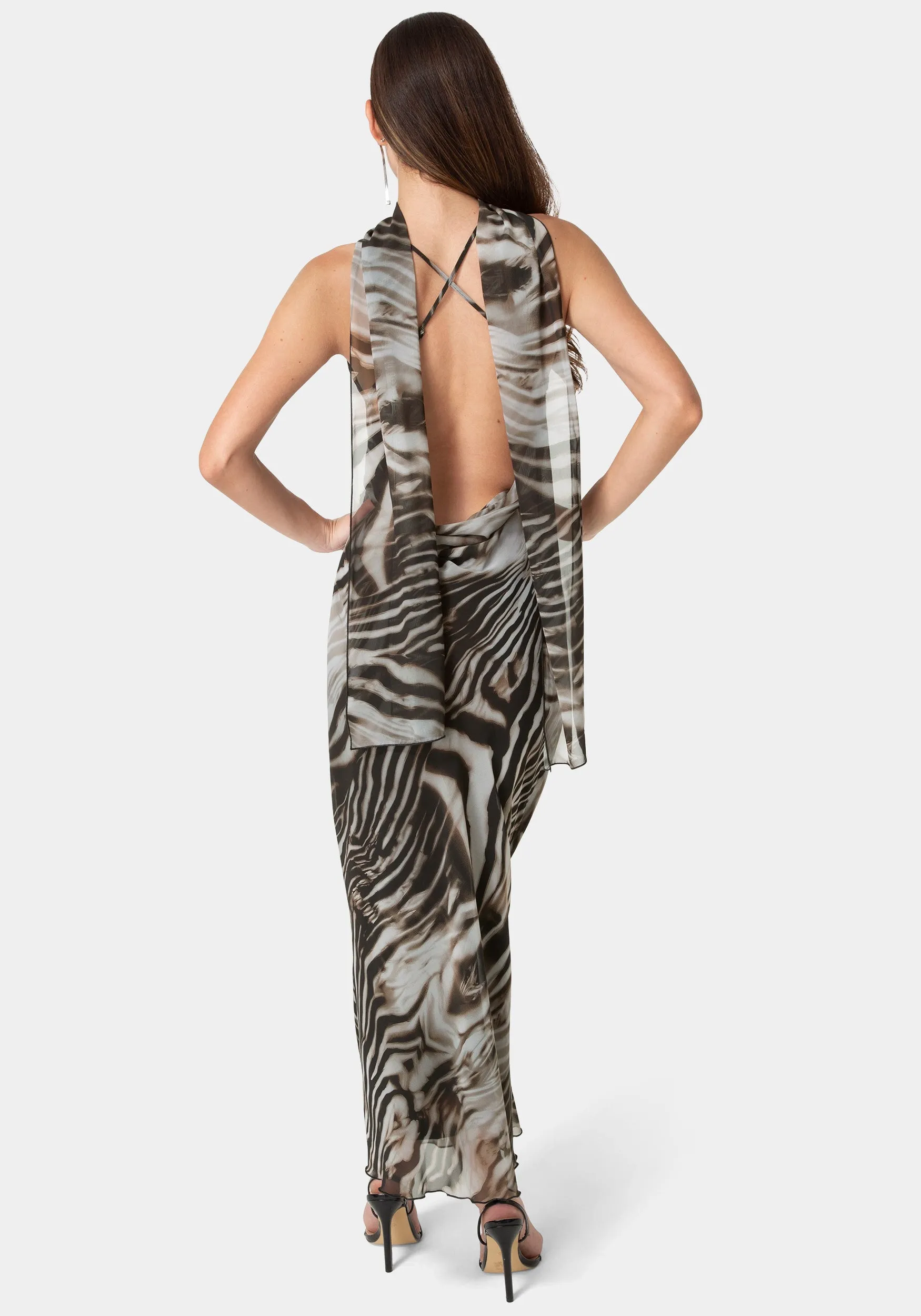 Printed Chiffon Cowl Maxi Dress sold by Bebe product image thumbnail 3