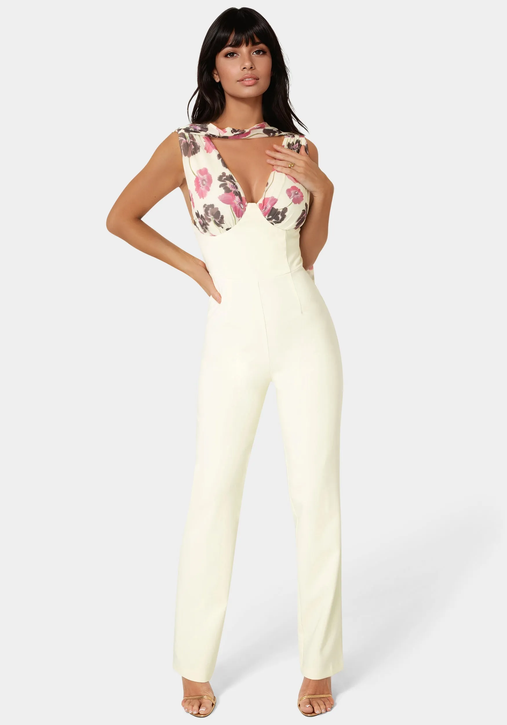Scarf-Detailed Wide Leg Jumpsuit sold by Bebe product image thumbnail 4