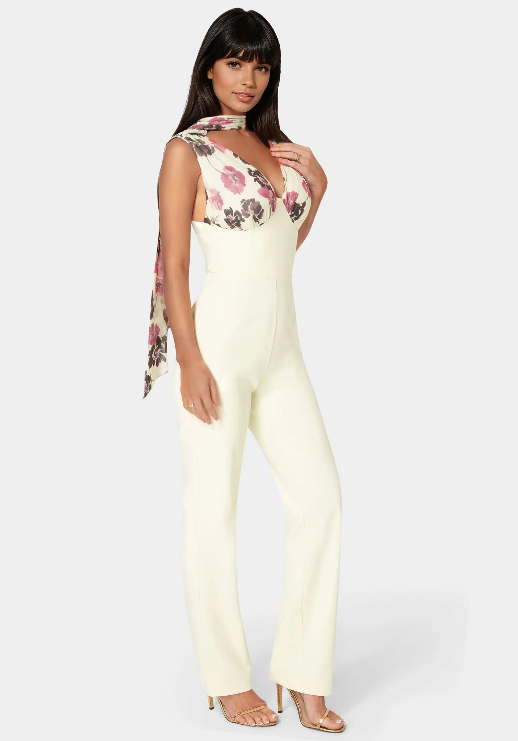 Scarf-Detailed Wide Leg Jumpsuit sold by Bebe product image thumbnail 5