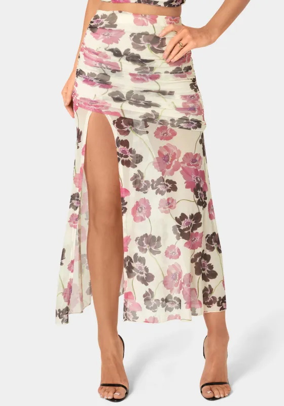 Maxi Mesh Shirred Skirt made by TC