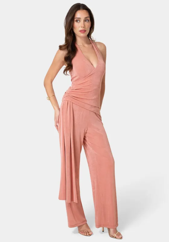 Slinky Drop Waist Halter Jumpsuit made by Jump