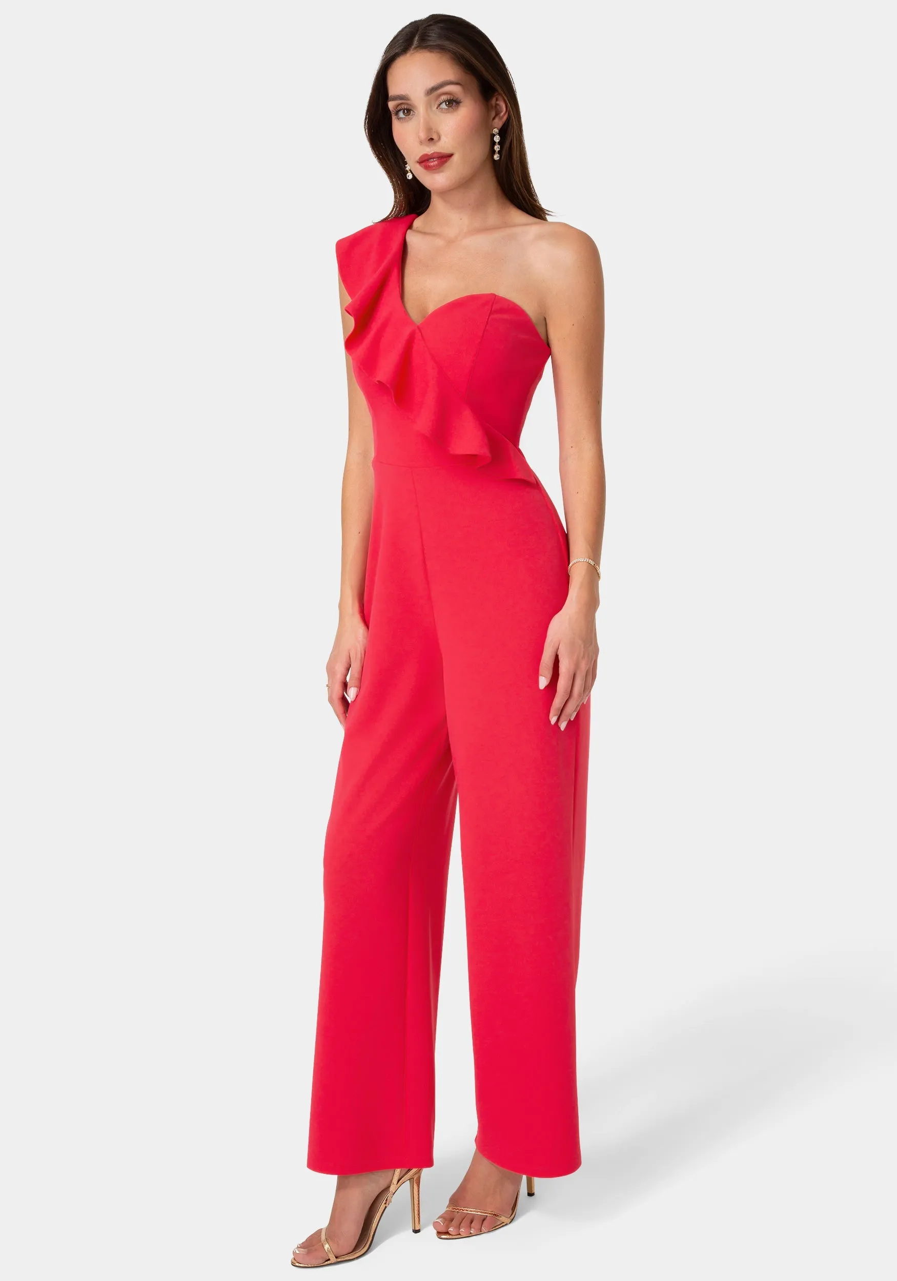 One Shoulder Ruffle Jumpsuit sold by Bebe product image thumbnail 2