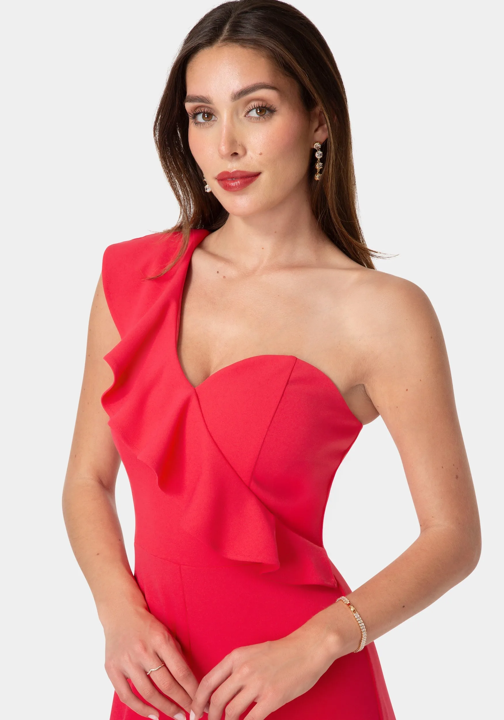 One Shoulder Ruffle Jumpsuit sold by Bebe product image thumbnail 4