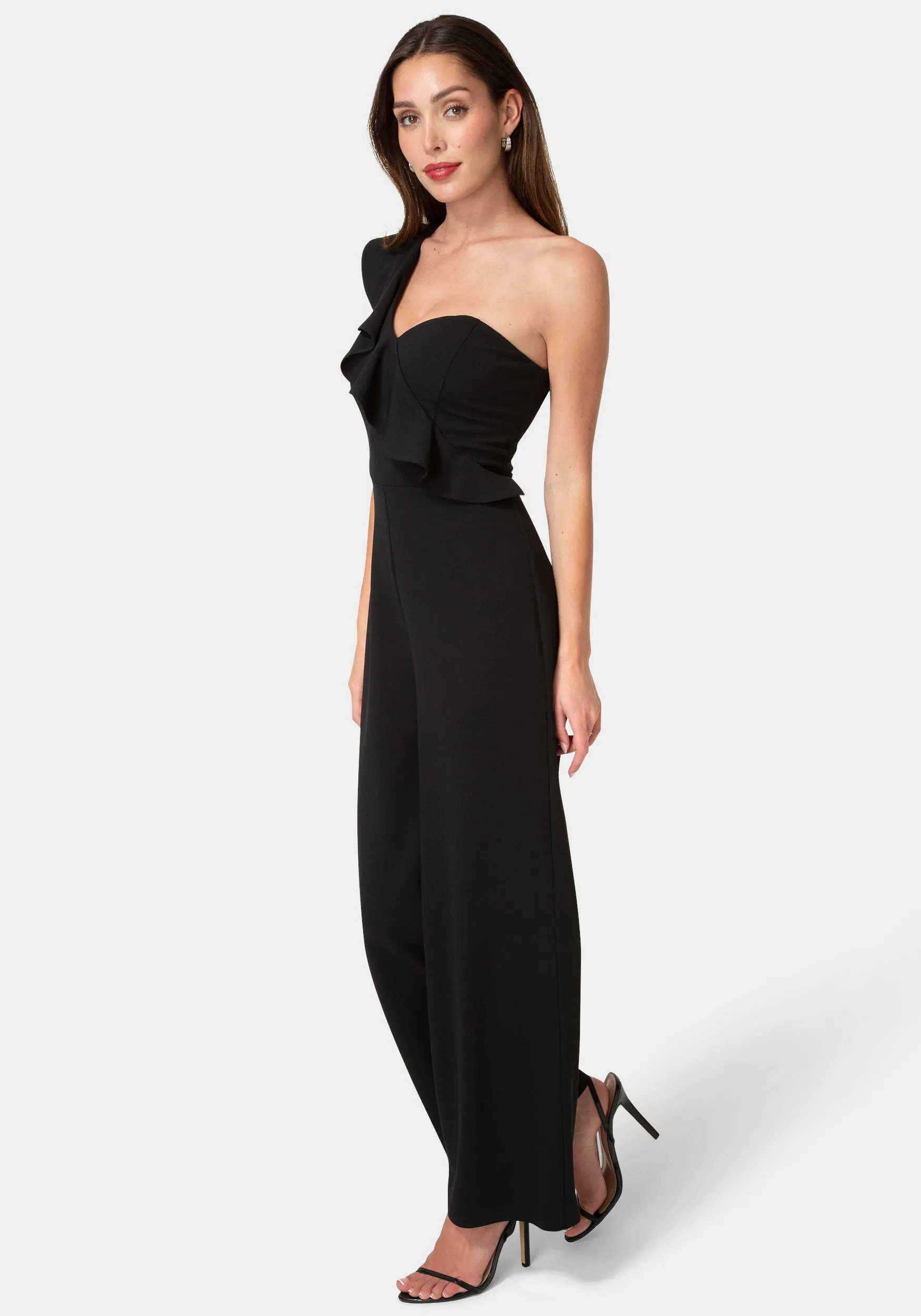 One Shoulder Ruffle Jumpsuit sold by Bebe product image thumbnail 2