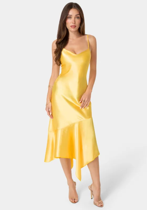 Satin V-Neck Hanky Maxi Dress made by Jump