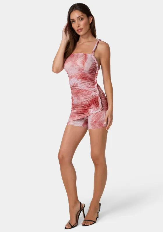 Twist Detail Mesh Romper made by TC
