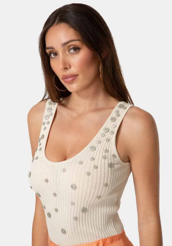 Shell-Look Button Knit Top made by TC