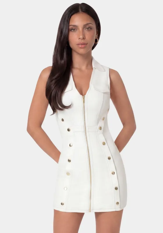 Fitted White Denim Dress made by TC