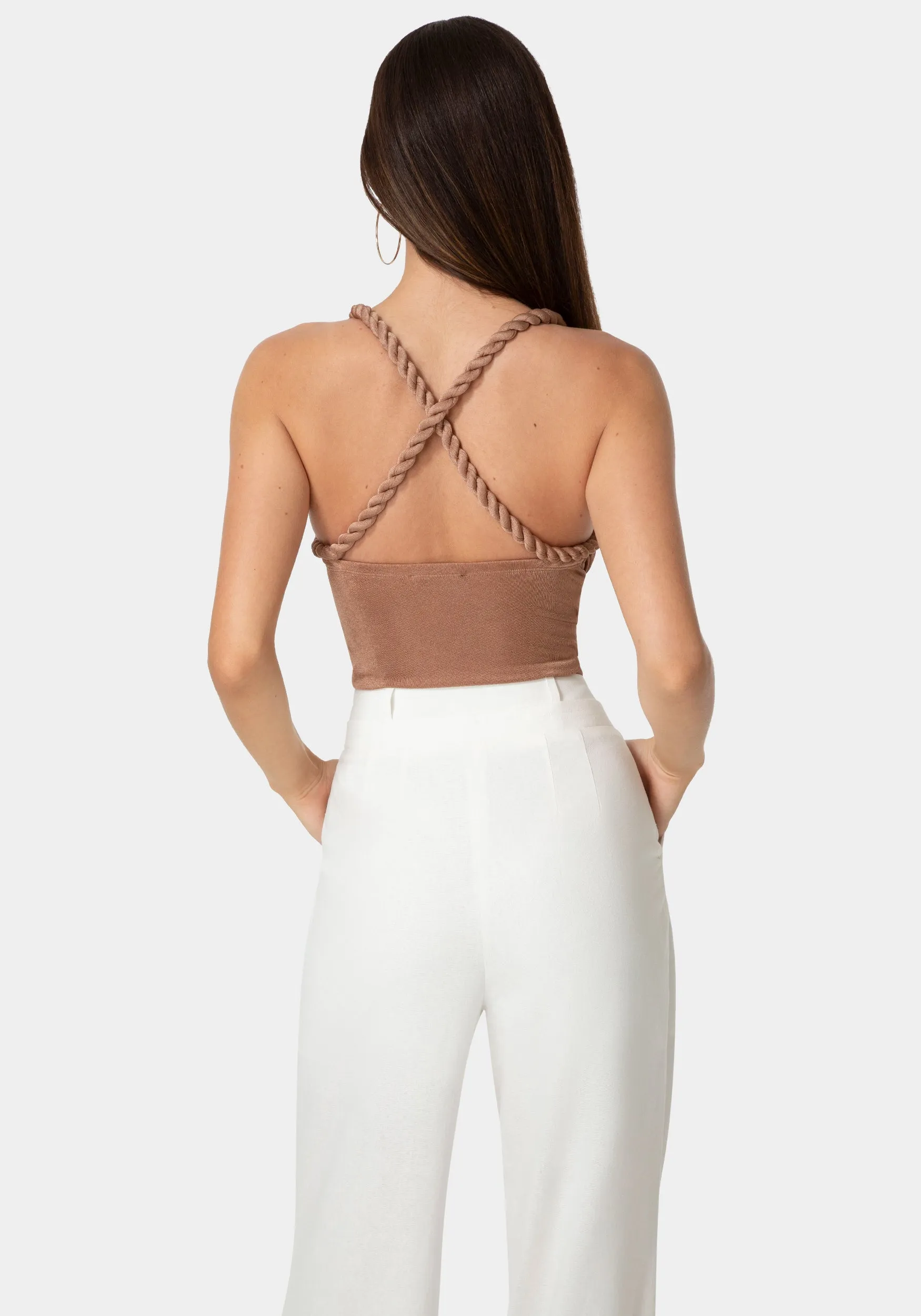 Twisted Strap Draped Bodysuit sold by Bebe product image thumbnail 4