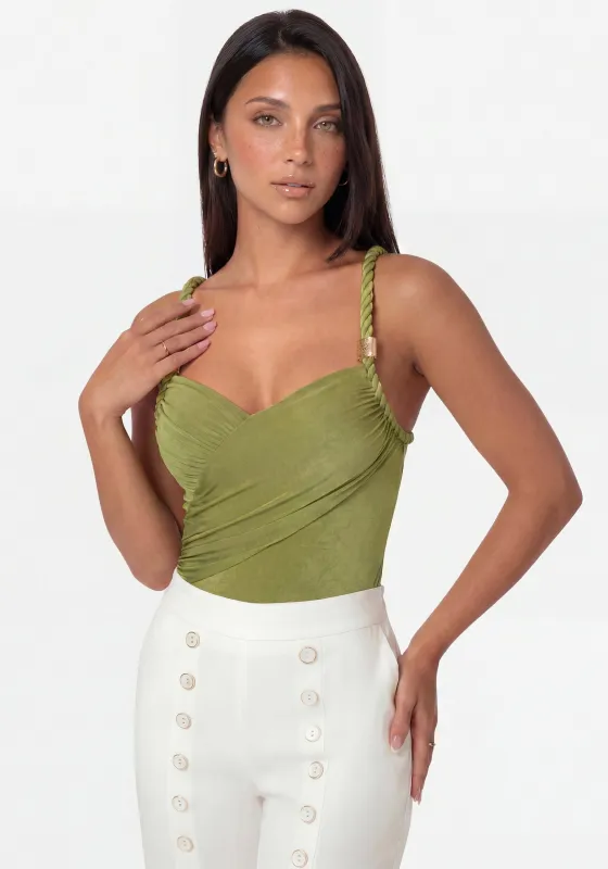 Twisted Strap Draped Bodysuit made by TC