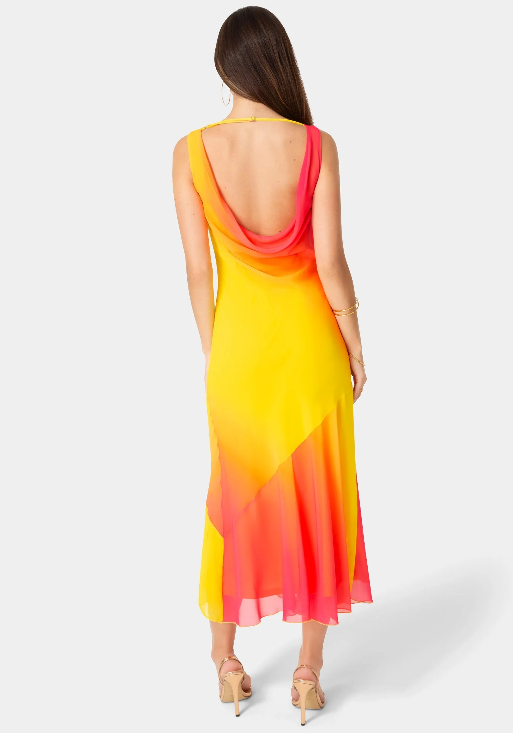 Ombre Chiffon Cowl Maxi Dress sold by Bebe product image thumbnail 3