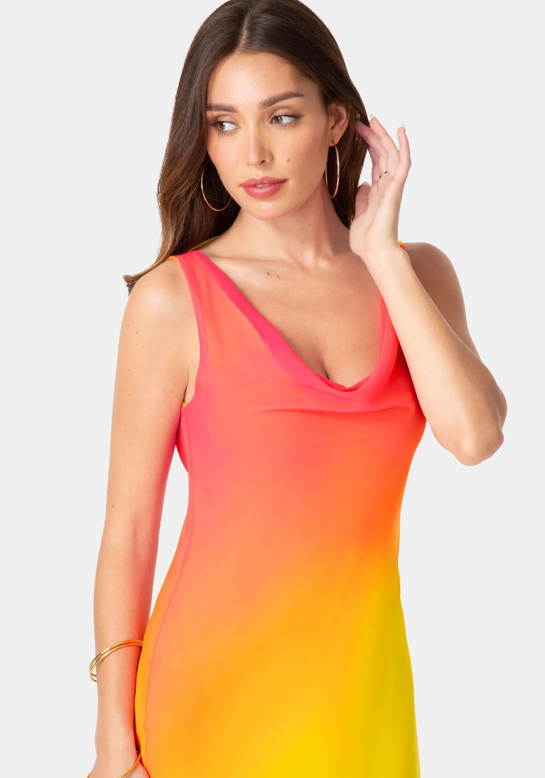 Ombre Chiffon Cowl Maxi Dress sold by Bebe product image thumbnail 4