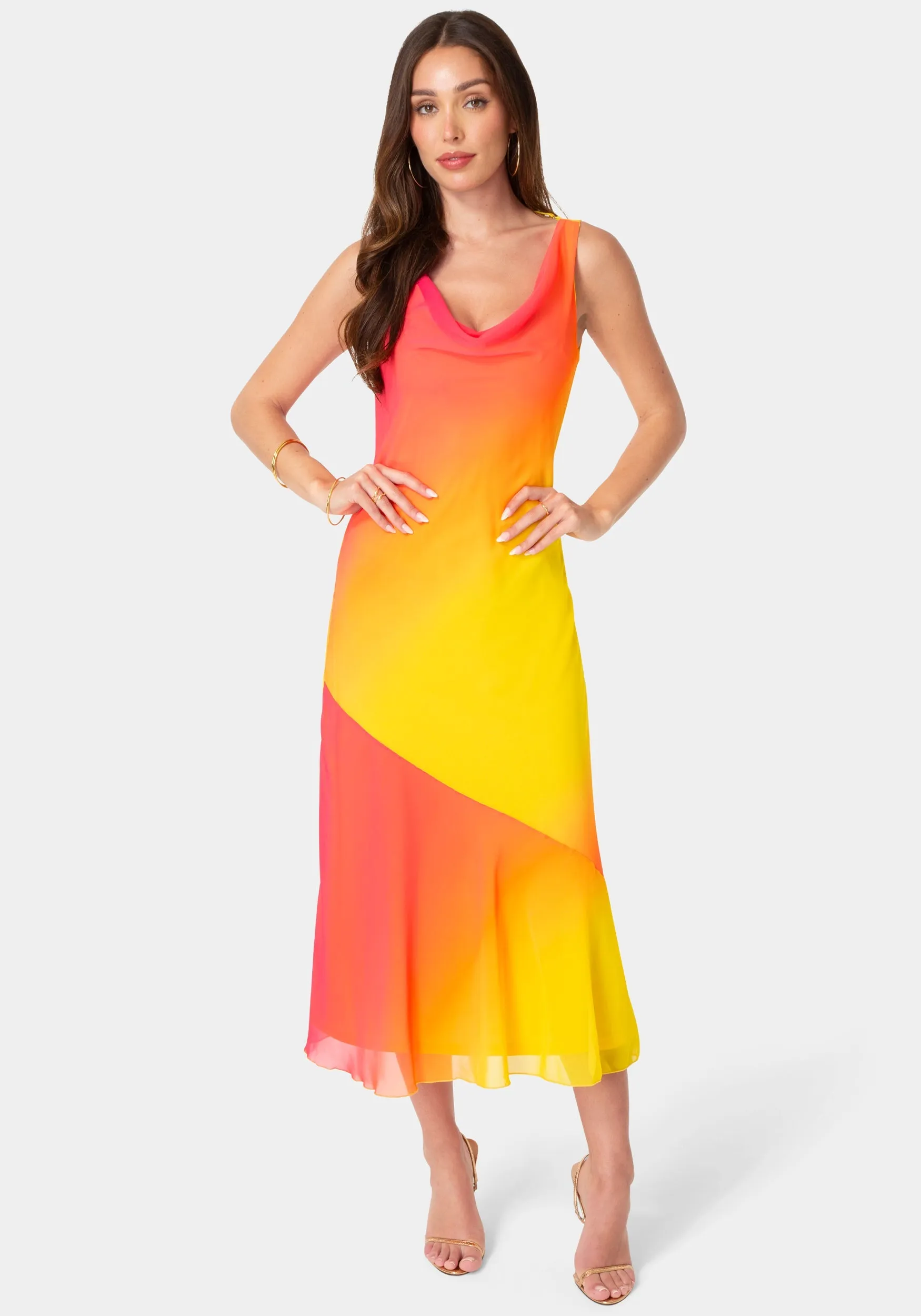 Ombre Chiffon Cowl Maxi Dress sold by Bebe
