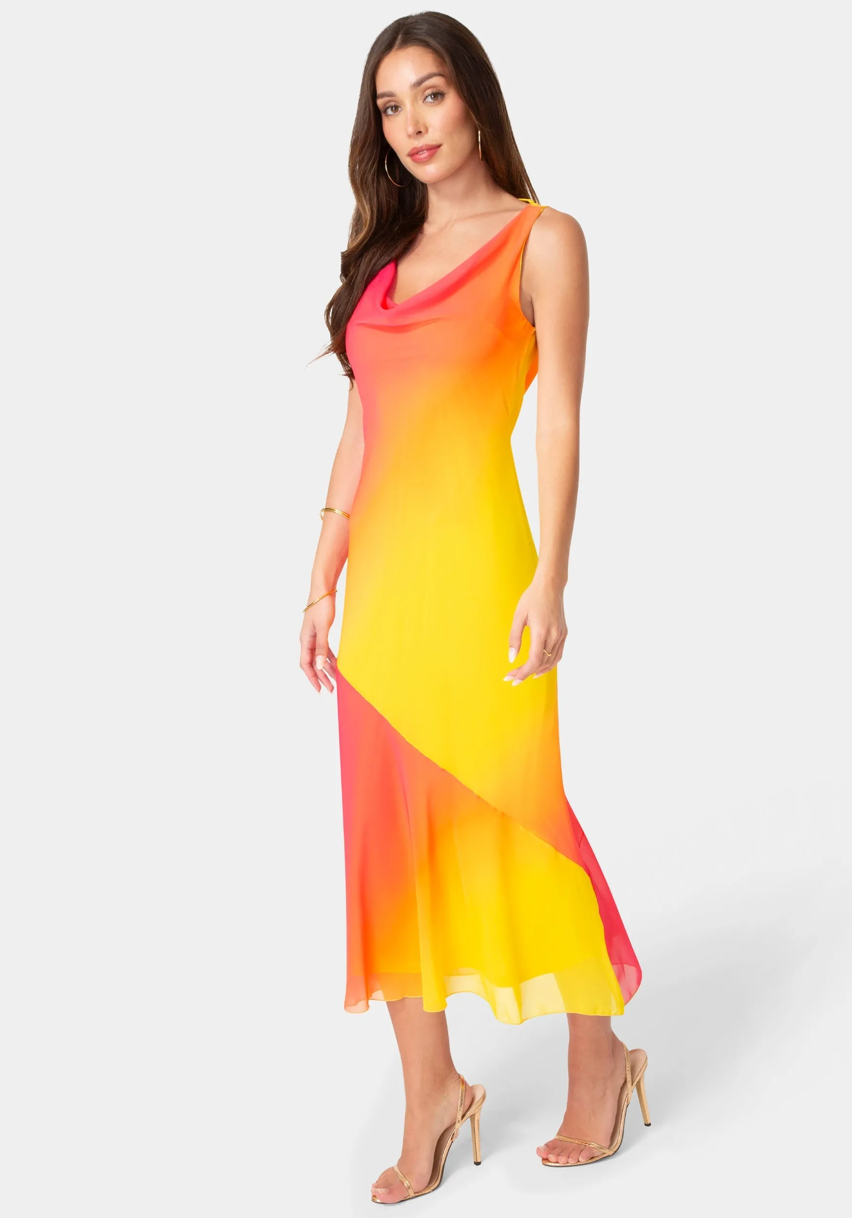 Ombre Chiffon Cowl Maxi Dress sold by Bebe product image thumbnail 2