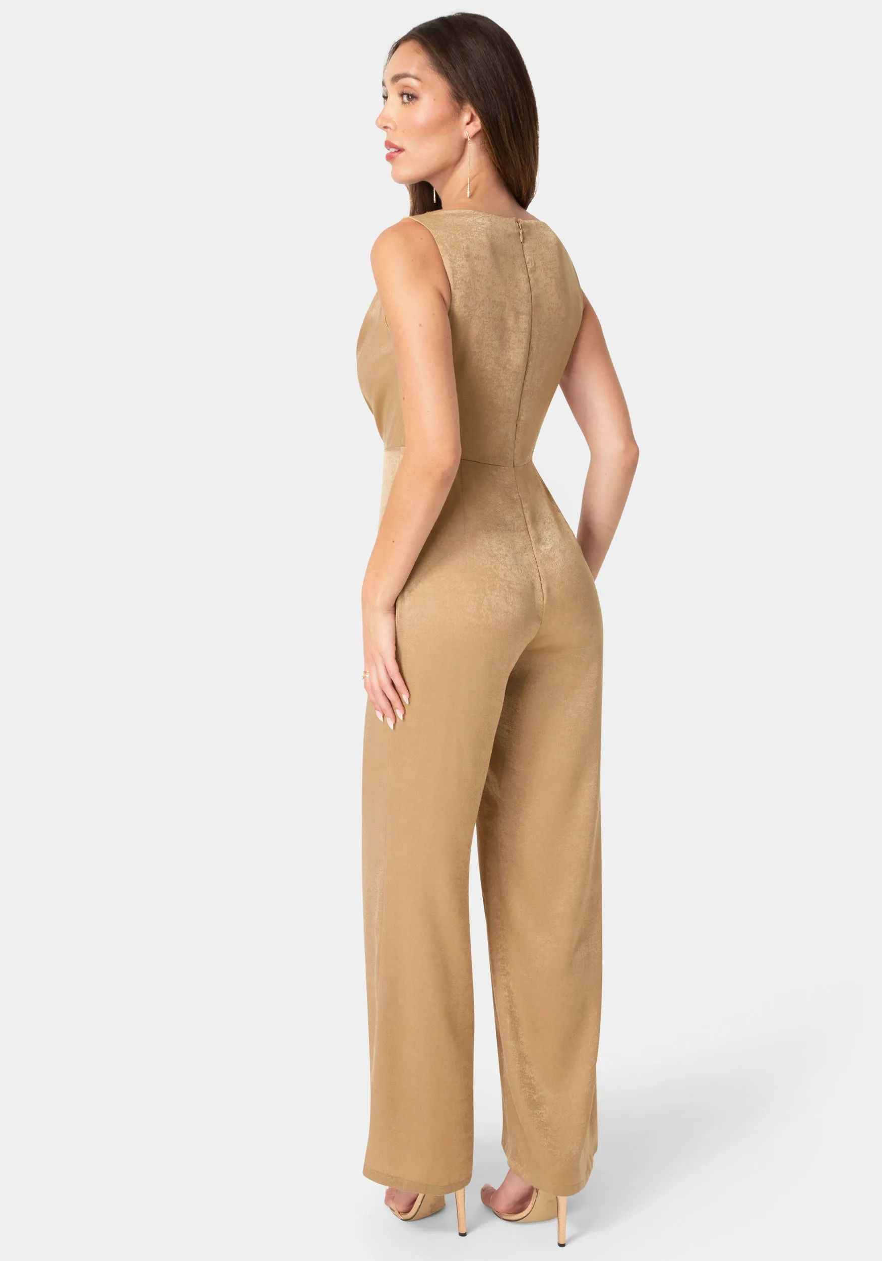 Ceycrepe Satin Cowl Jumpsuit sold by Bebe product image thumbnail 3
