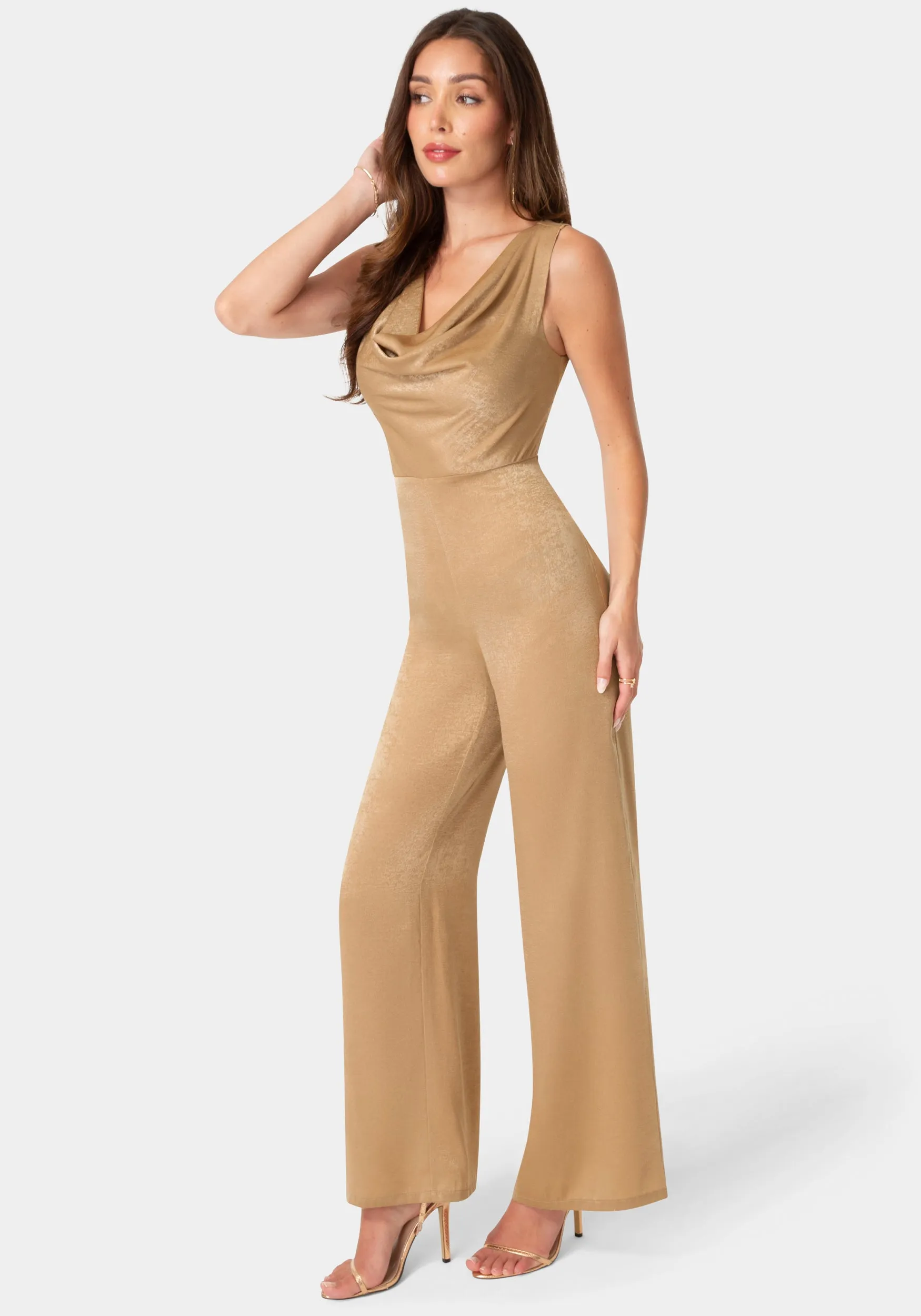 Ceycrepe Satin Cowl Jumpsuit sold by Bebe product image thumbnail 2