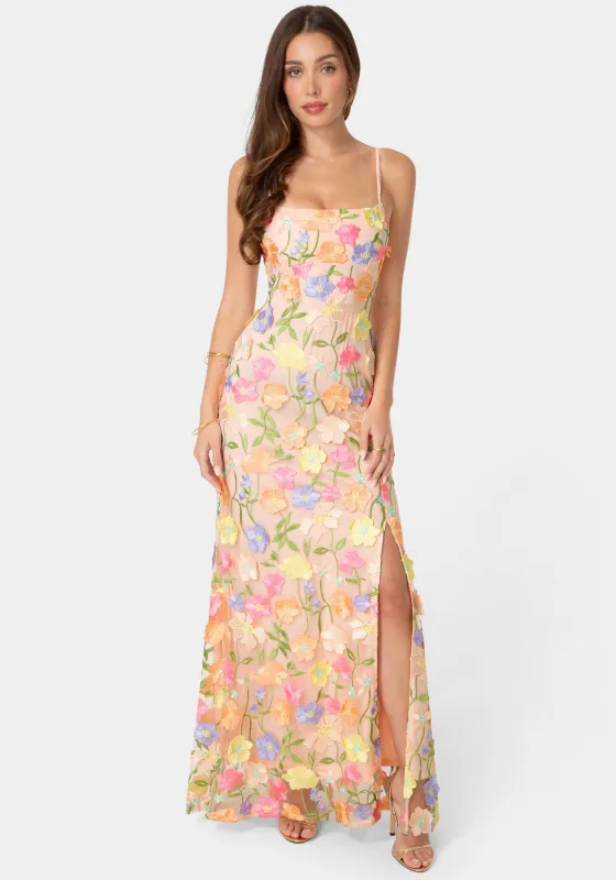 Floral Embroidery Bodycon Maxi Dress made by Jump