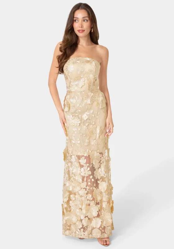 Strapless Embroidery Maxi Dress made by Jump