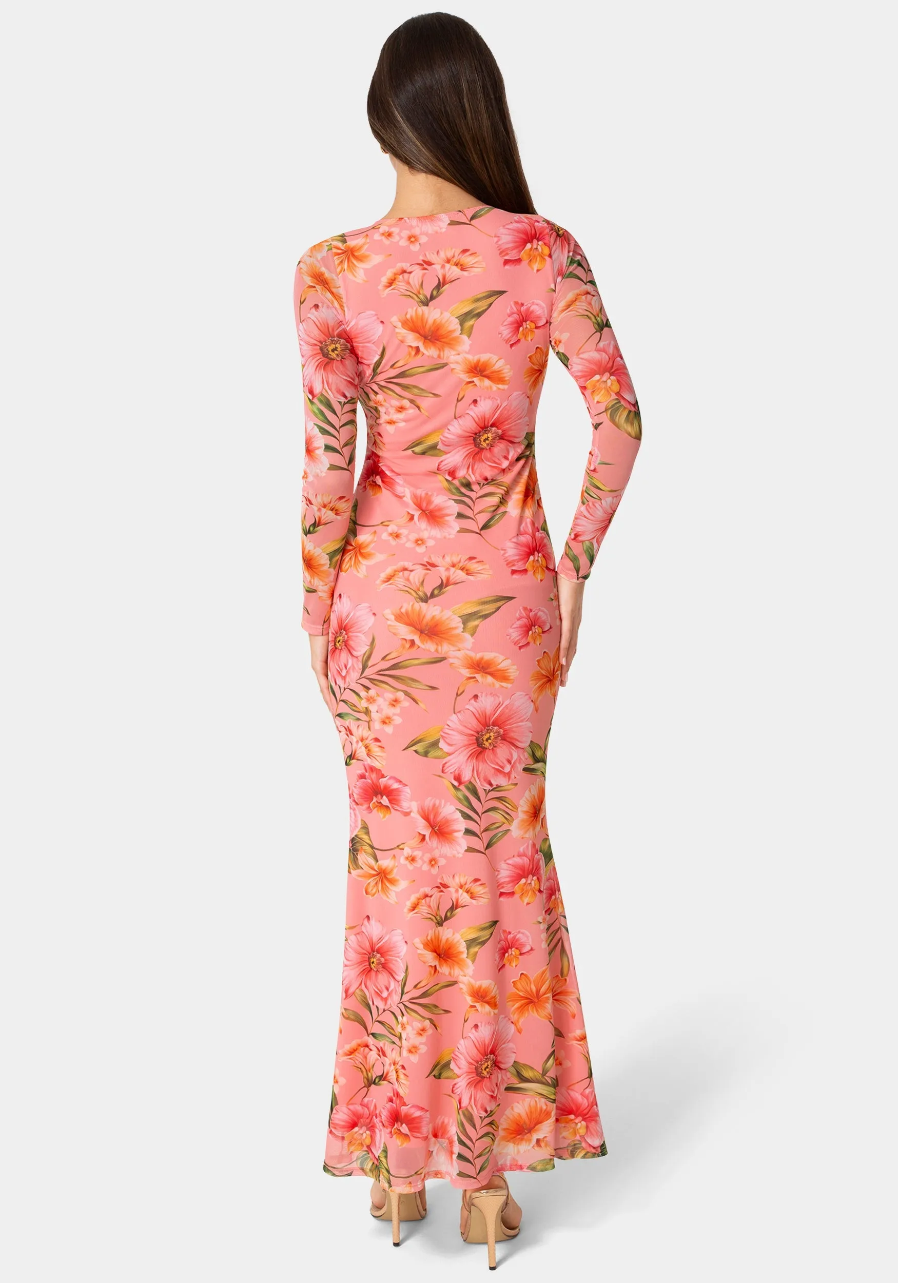 Long Sleeve Mesh Maxi Dress sold by Bebe product image thumbnail 3