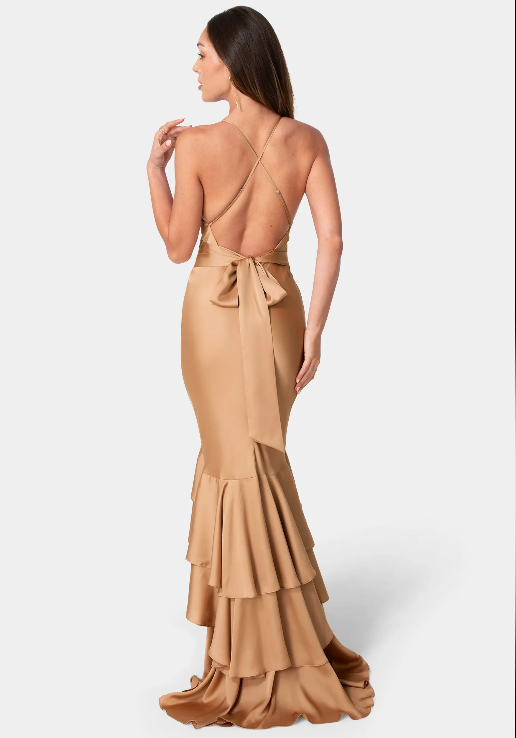 Tiered Satin High Low Gown sold by Bebe product image thumbnail 3