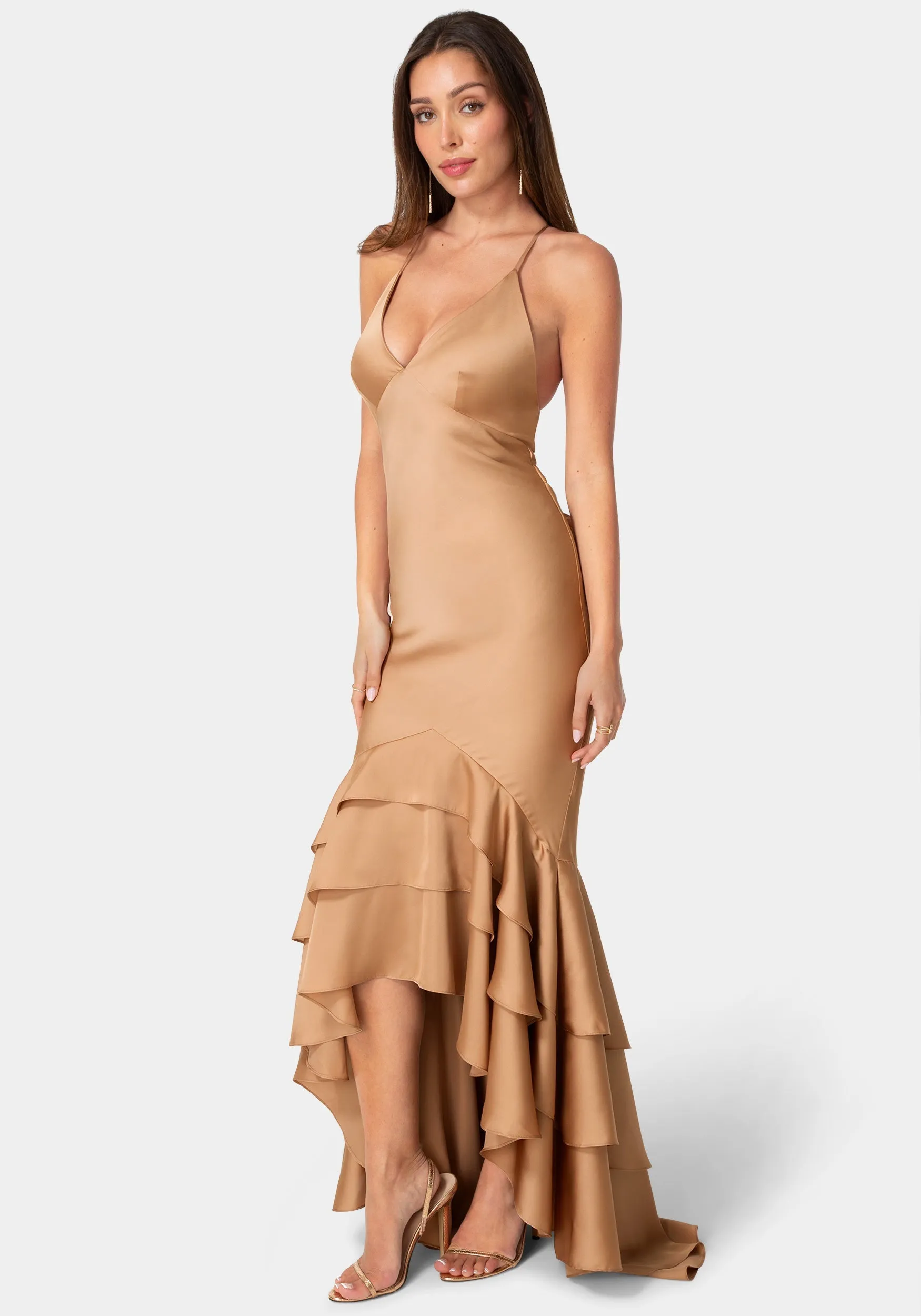 Tiered Satin High Low Gown sold by Bebe product image thumbnail 2