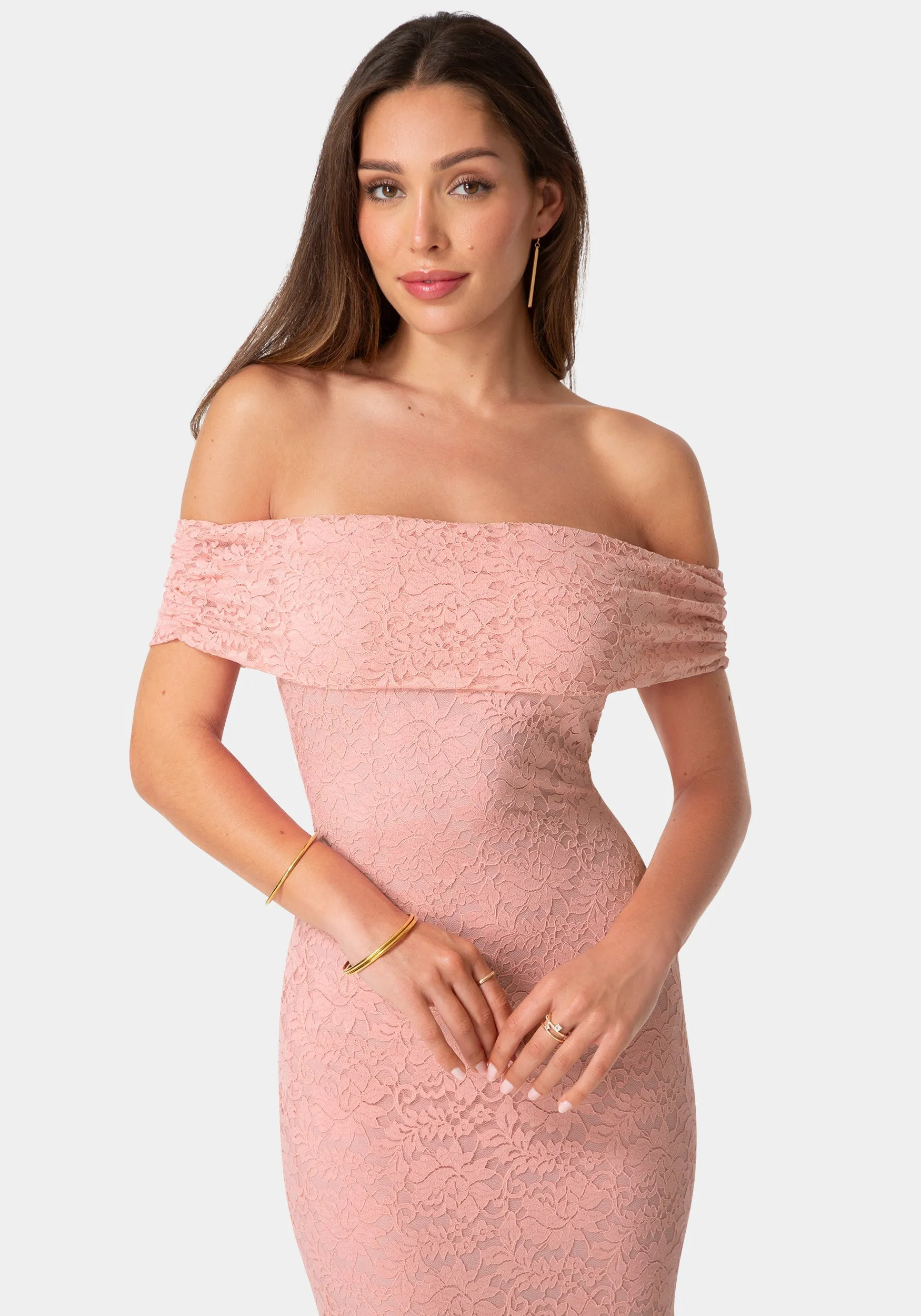 Lace Off Shoulder Maxi Dress sold by Bebe product image thumbnail 4