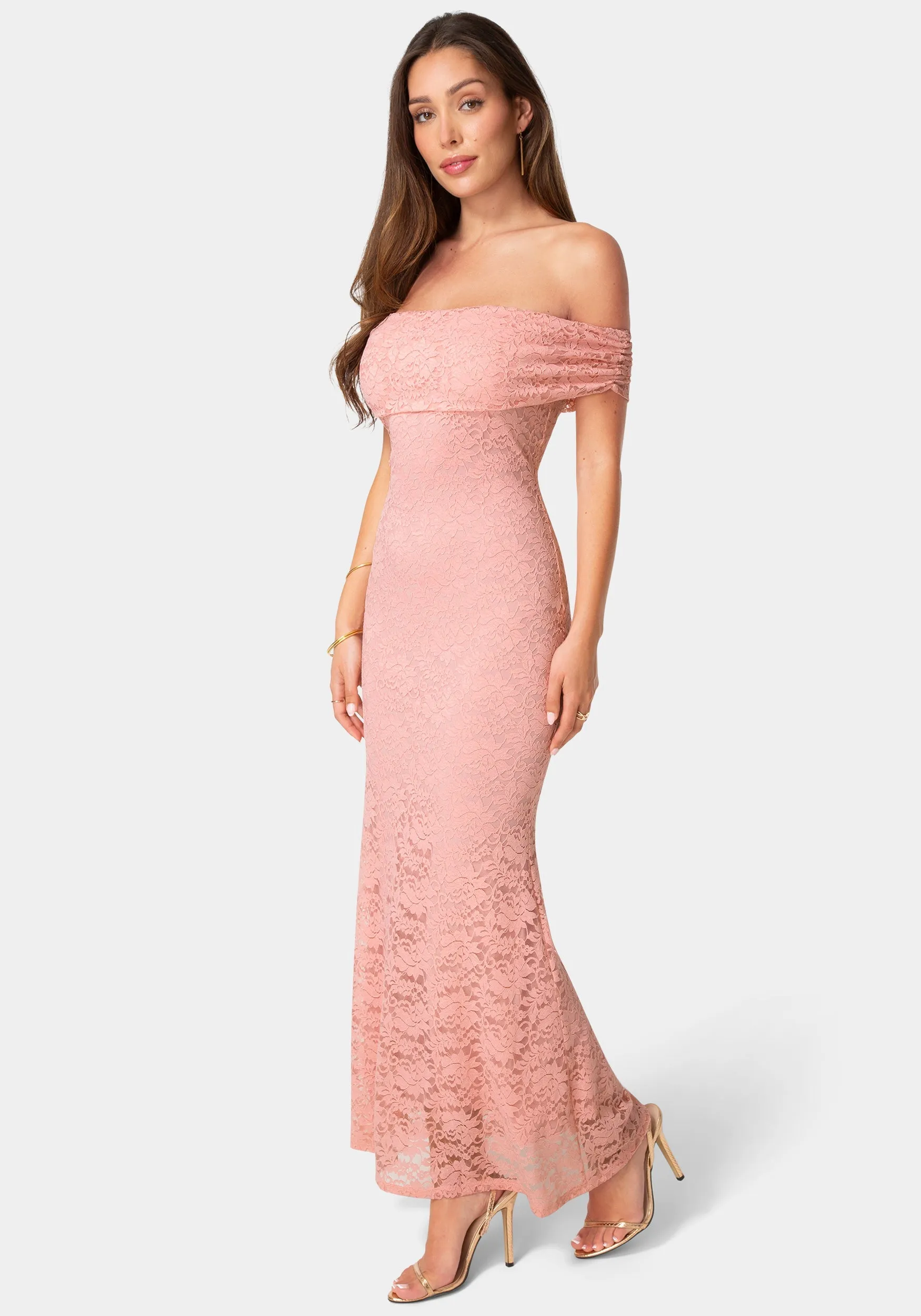 Lace Off Shoulder Maxi Dress sold by Bebe product image thumbnail 2