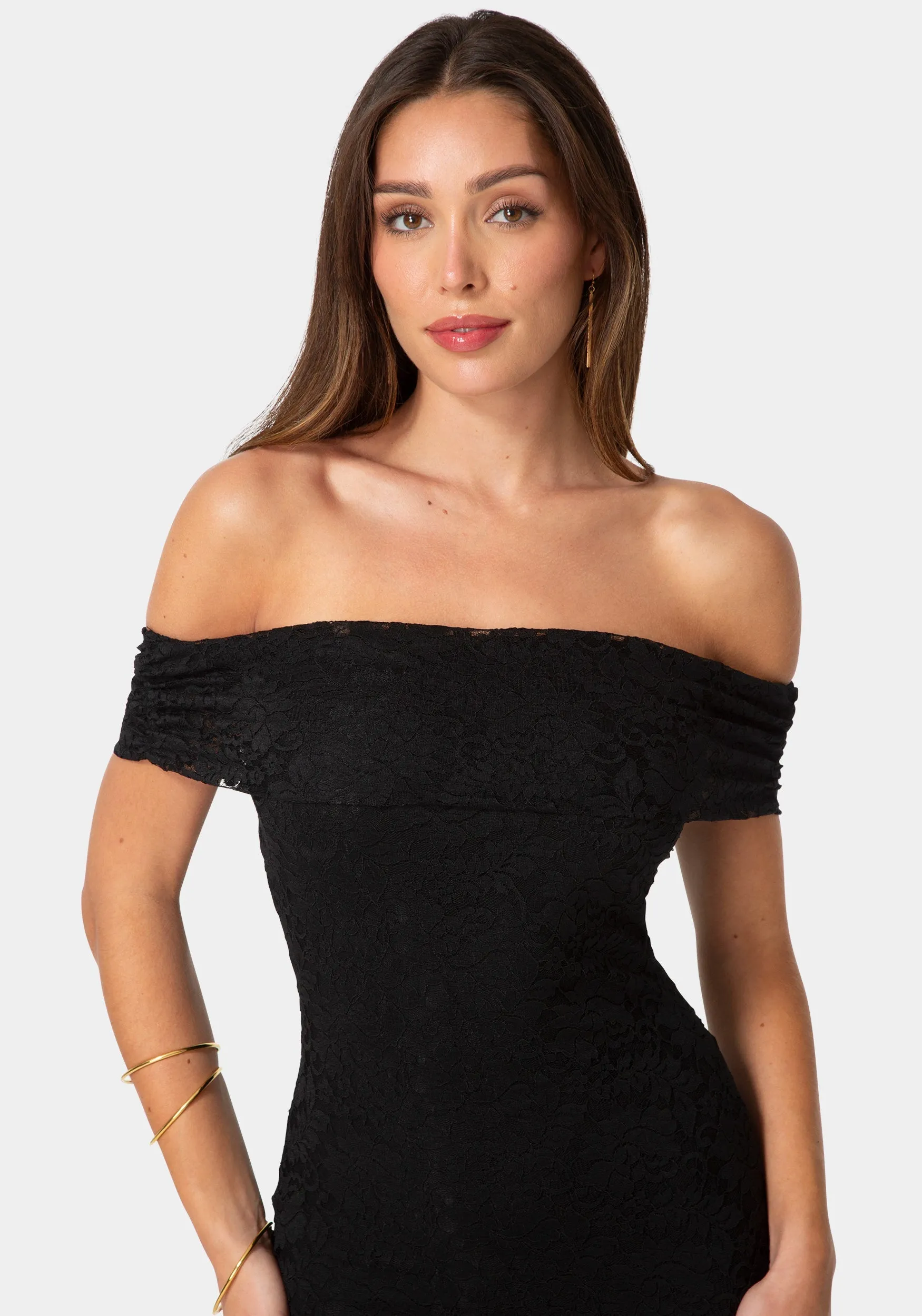 Lace Off Shoulder Maxi Dress sold by Bebe product image thumbnail 4