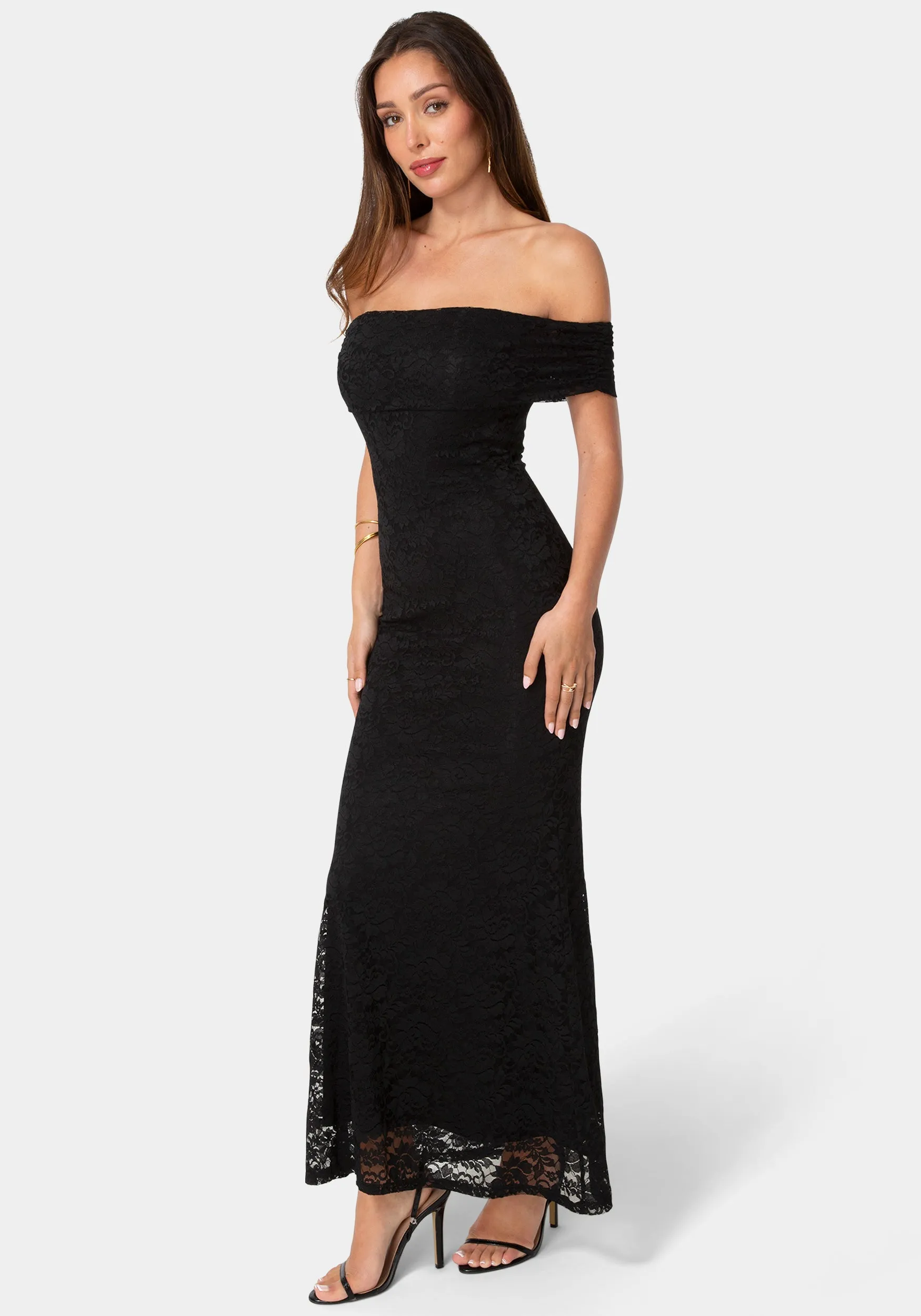 Lace Off Shoulder Maxi Dress sold by Bebe product image thumbnail 2