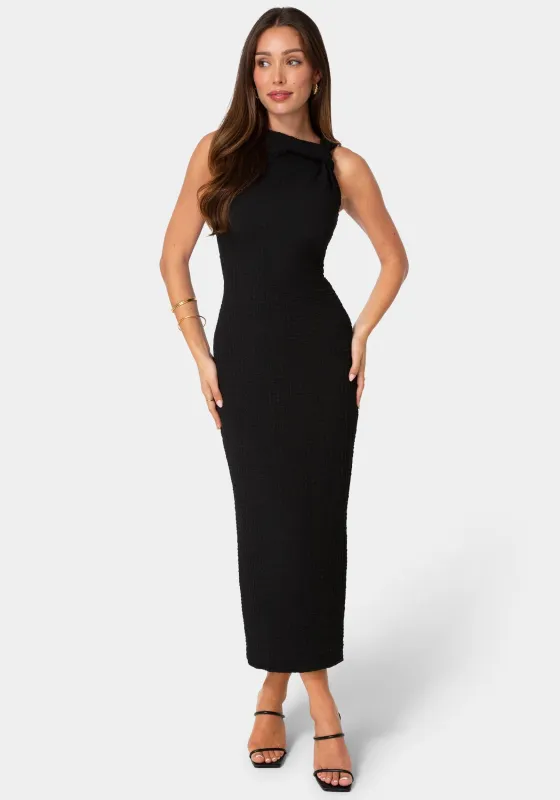 Waffle Crepe Twist Sleeveless Maxi Dress made by Jump