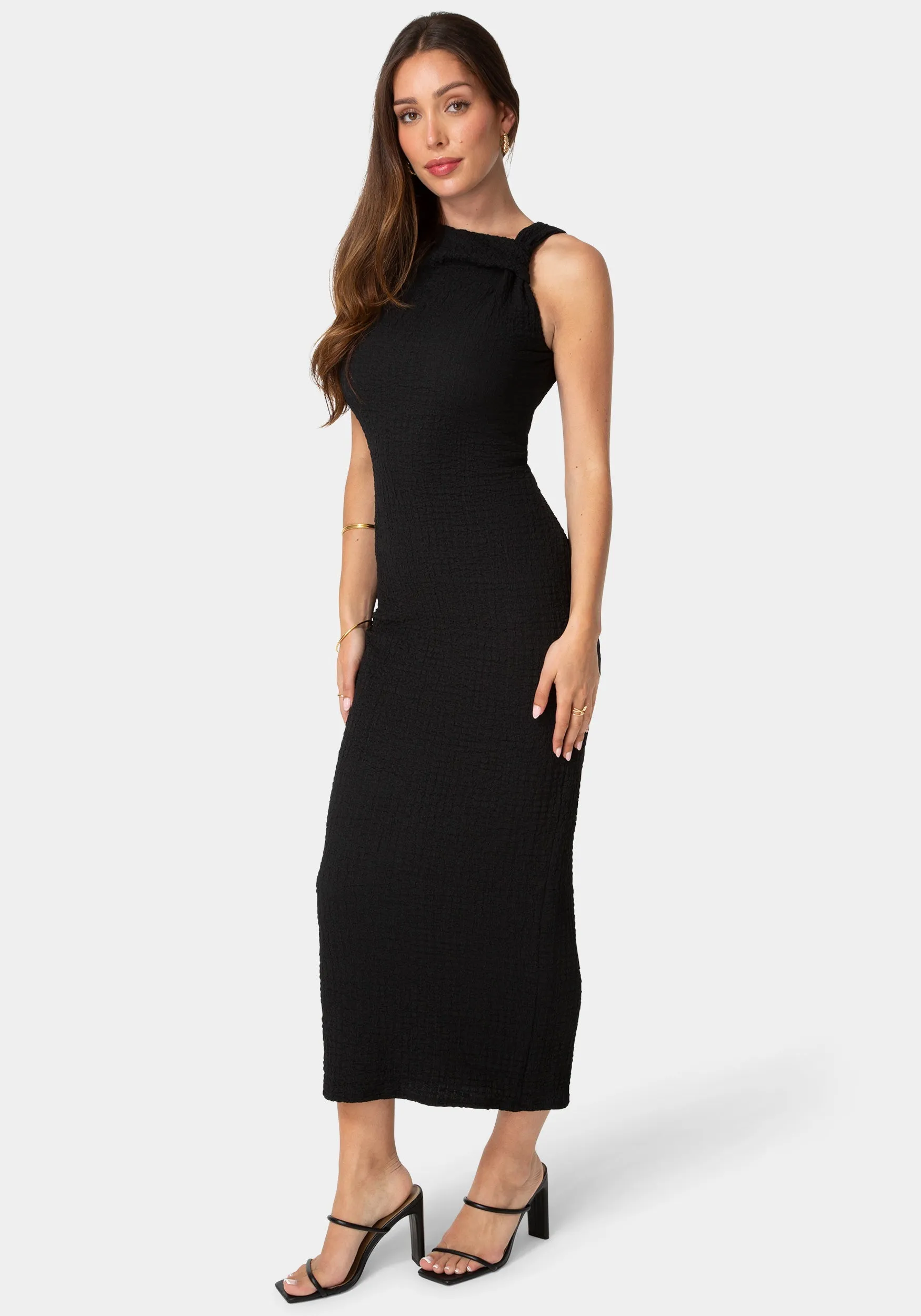 Waffle Crepe Twist Sleeveless Maxi Dress sold by Bebe product image thumbnail 2