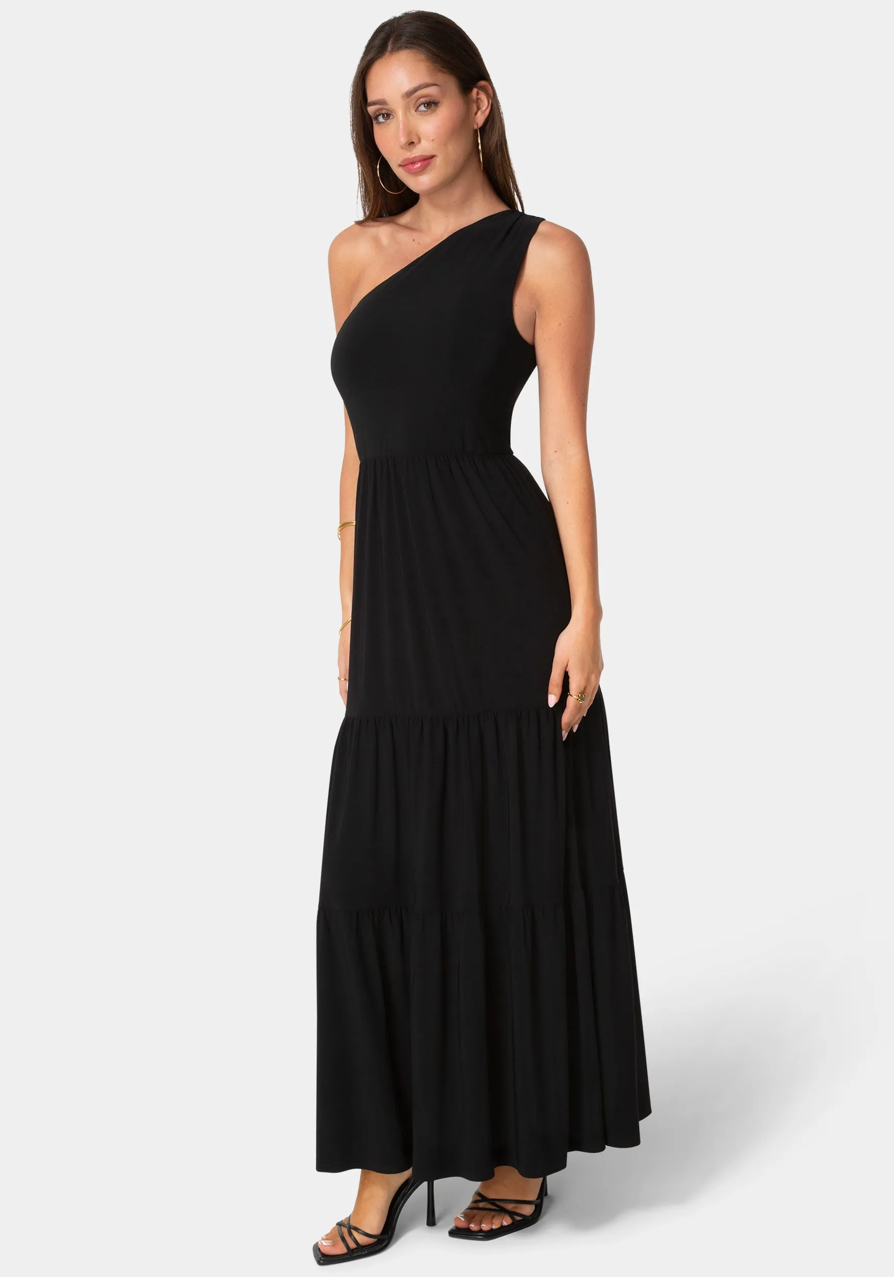 Jersey One Shoulder Tiered Maxi Dress sold by Bebe product image thumbnail 2