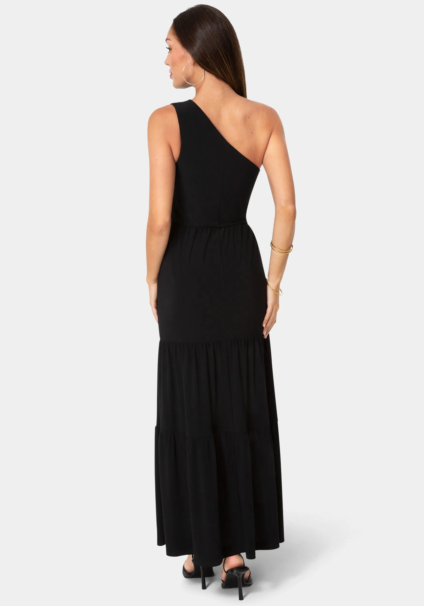 Jersey One Shoulder Tiered Maxi Dress sold by Bebe product image thumbnail 3