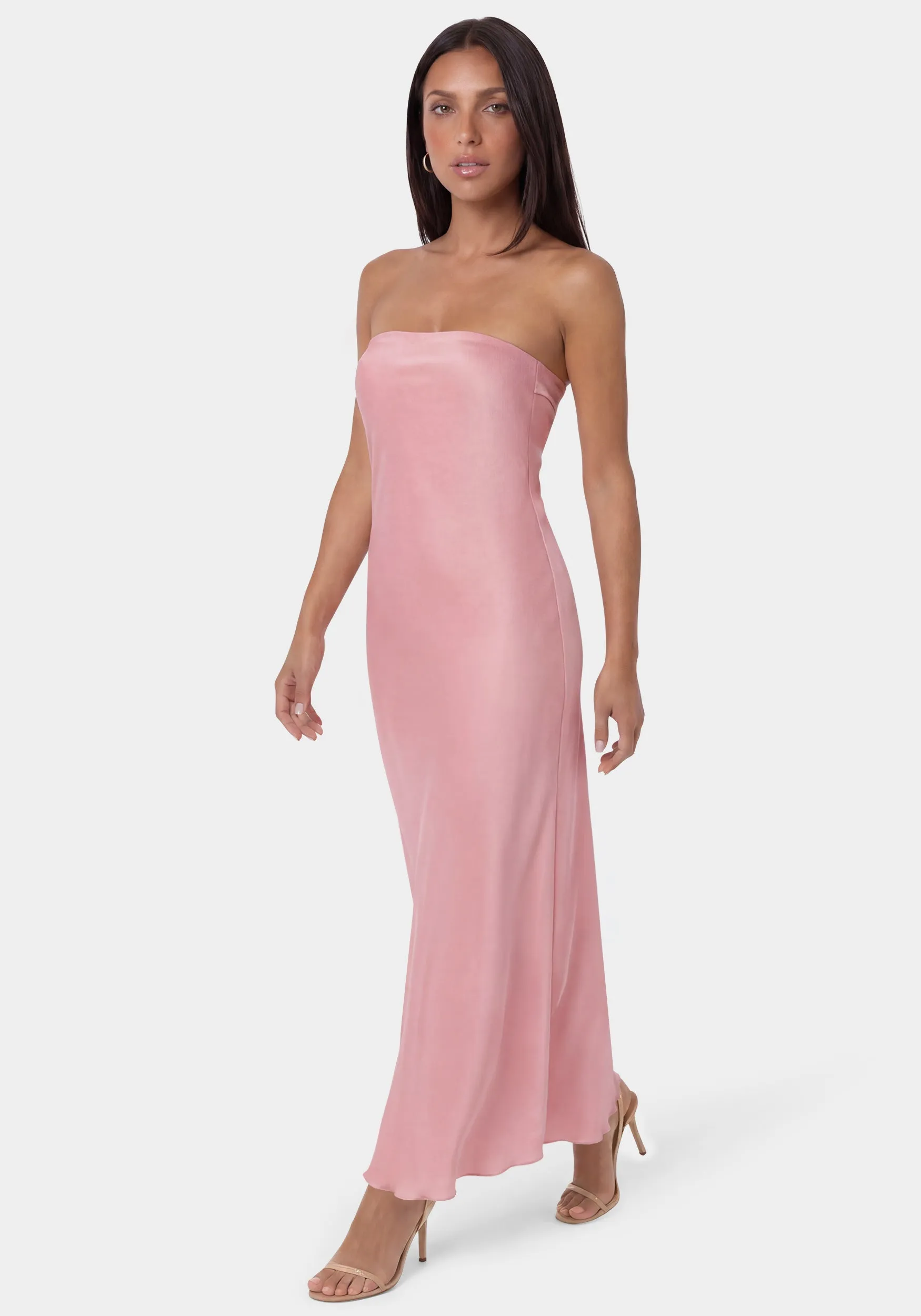 Crushed Satin Strapless Maxi Dress sold by Bebe product image thumbnail 2