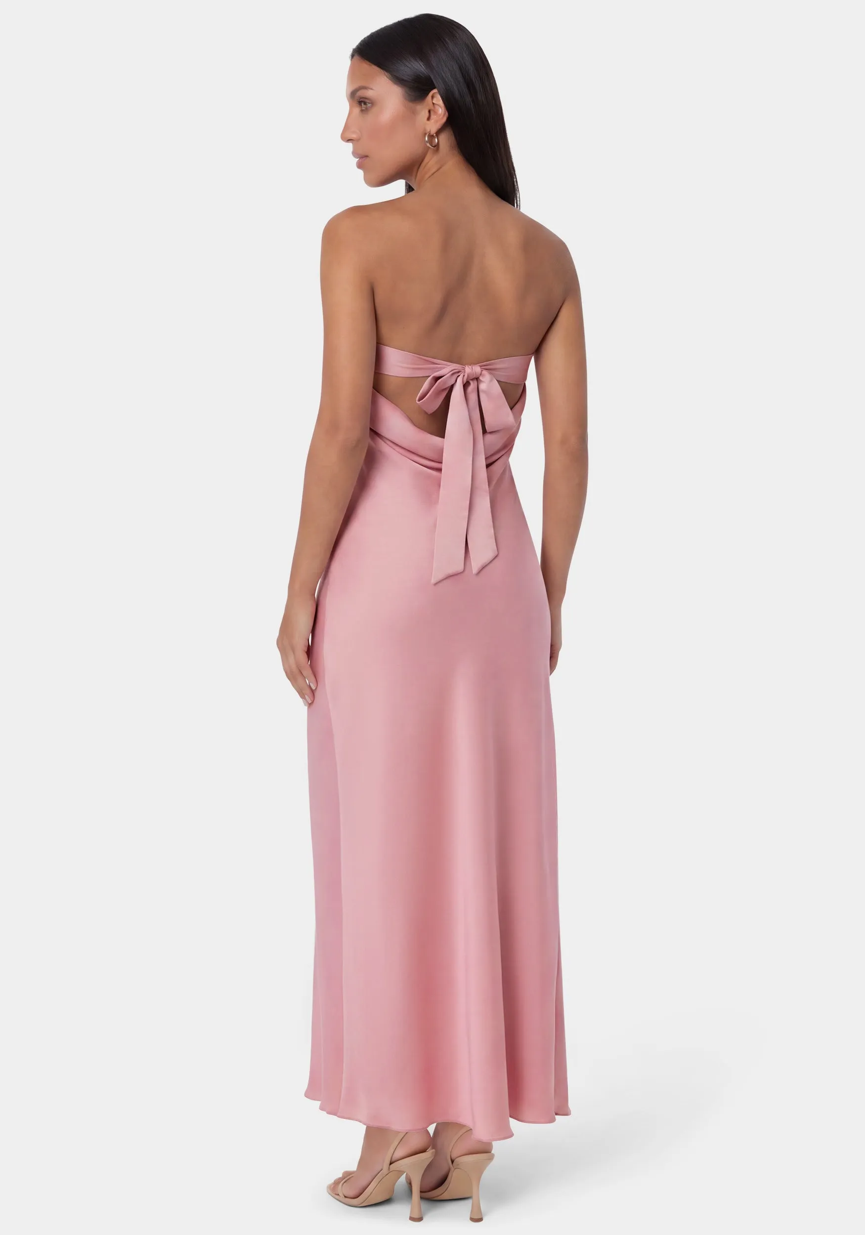 Crushed Satin Strapless Maxi Dress sold by Bebe product image thumbnail 3