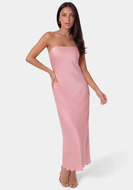 Crushed Satin Strapless Maxi Dress made by Jump