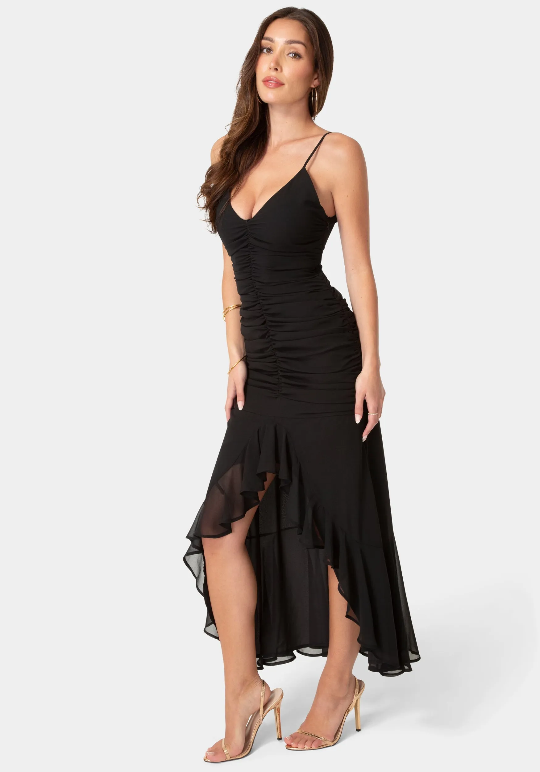 Ruched Chiffon Cascade Gown sold by Bebe product image thumbnail 2