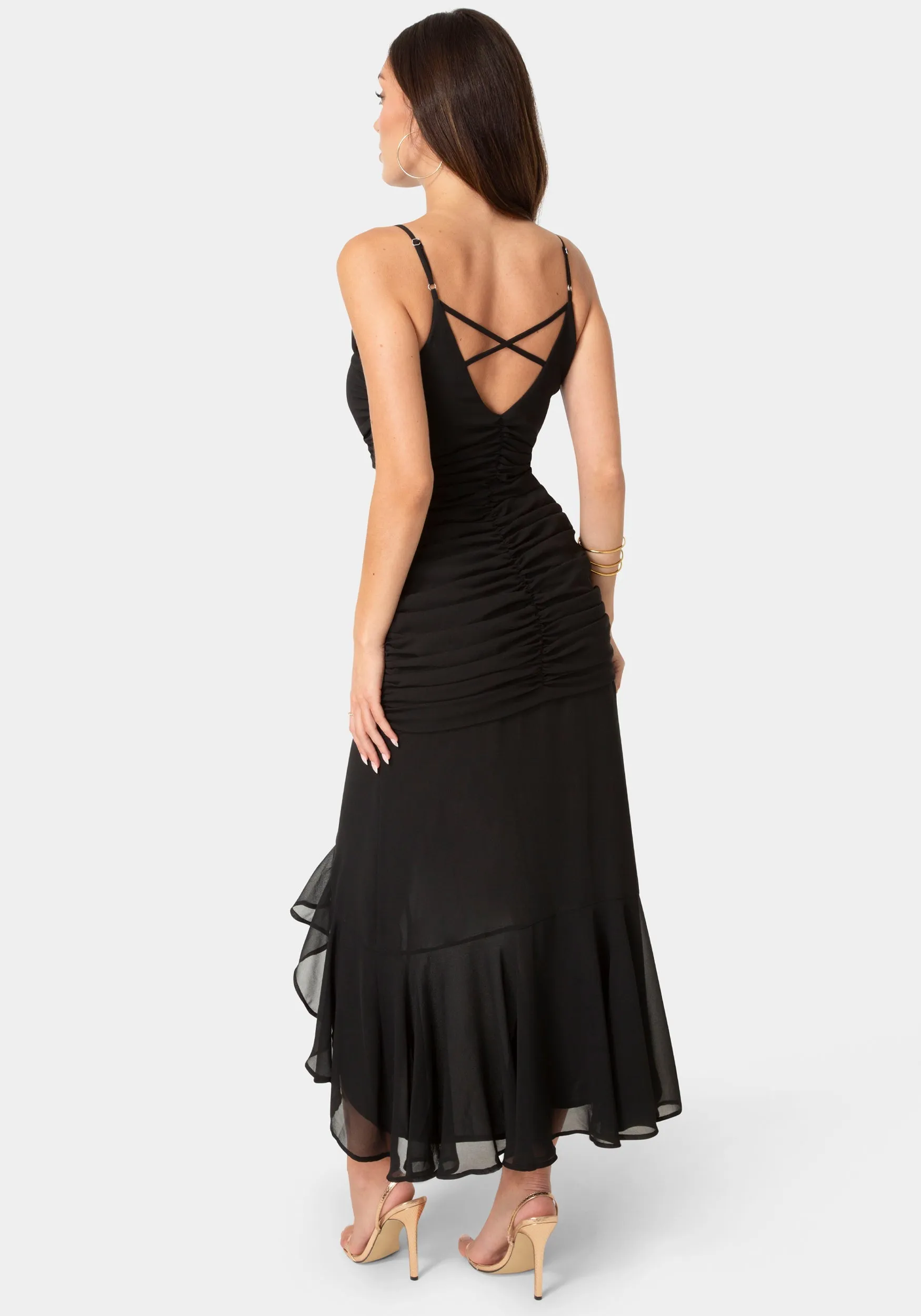 Ruched Chiffon Cascade Gown sold by Bebe product image thumbnail 3
