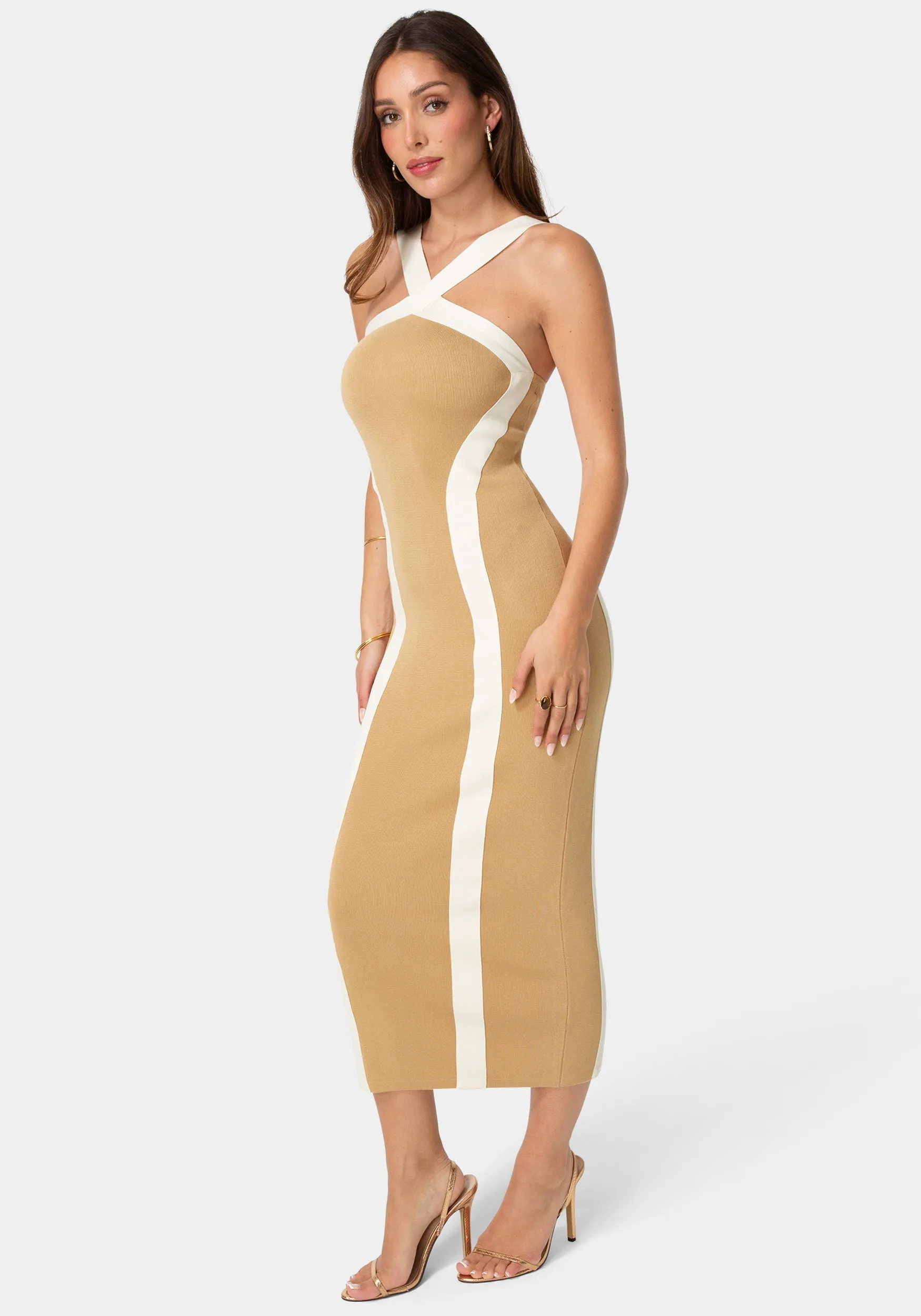 Sweater Contrast Halter Maxi Dress sold by Bebe product image thumbnail 2